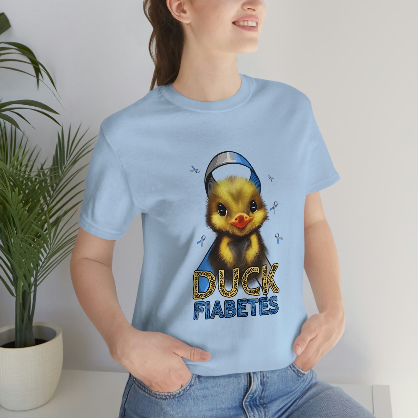 Duck Fiabetes Diabetes Awareness Print Unisex Jersey Short Sleeve Tee