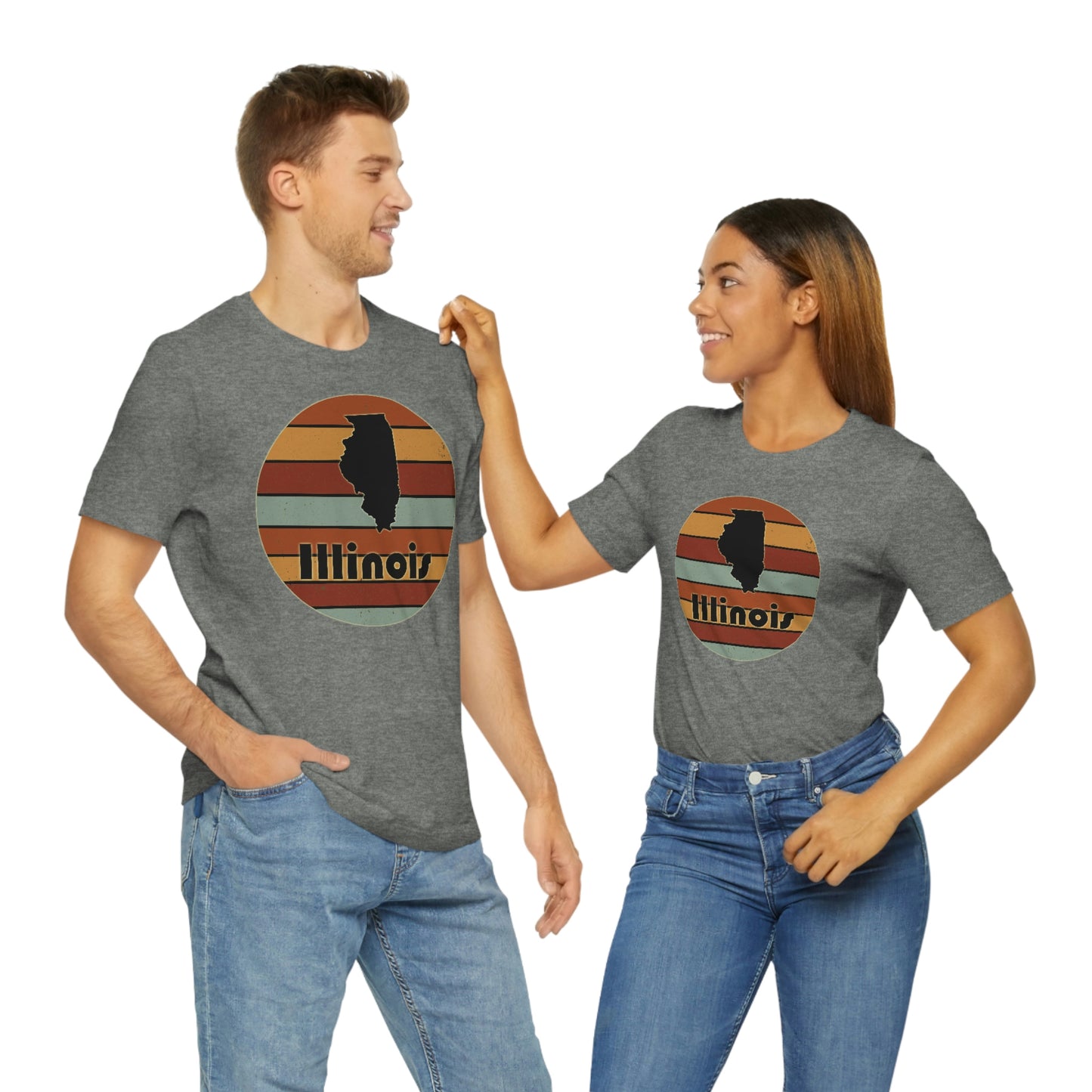 Illinois Retro Sunset Short Sleeve T-shirt