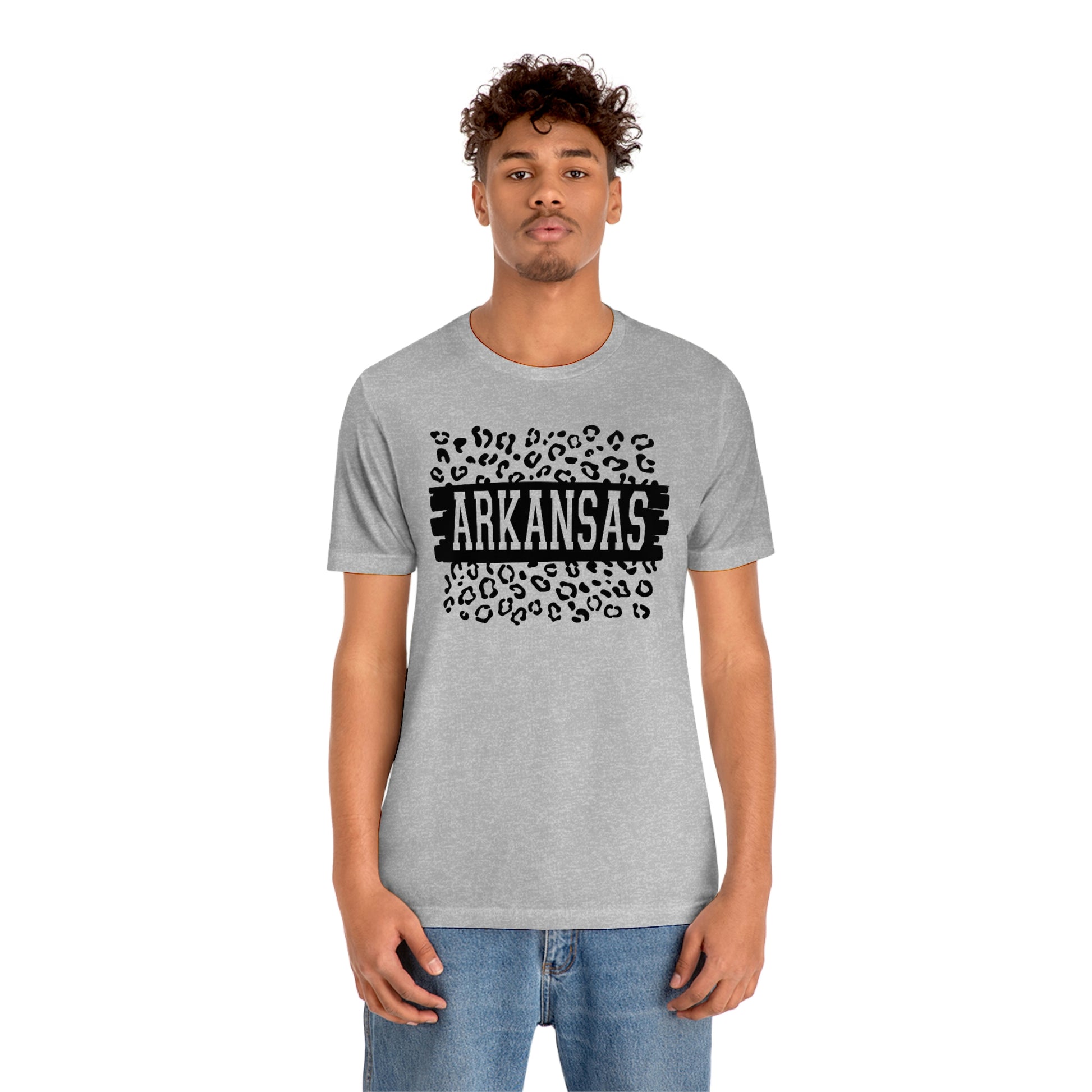 Arkansas Leopard Print US Flag Unisex Jersey Short Sleeve Tee Tshirt T-shirt