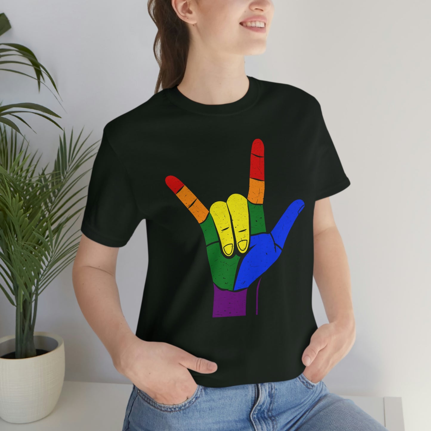 Hand Rainbow LGBTQIA Unisex Jersey Short Sleeve Tee