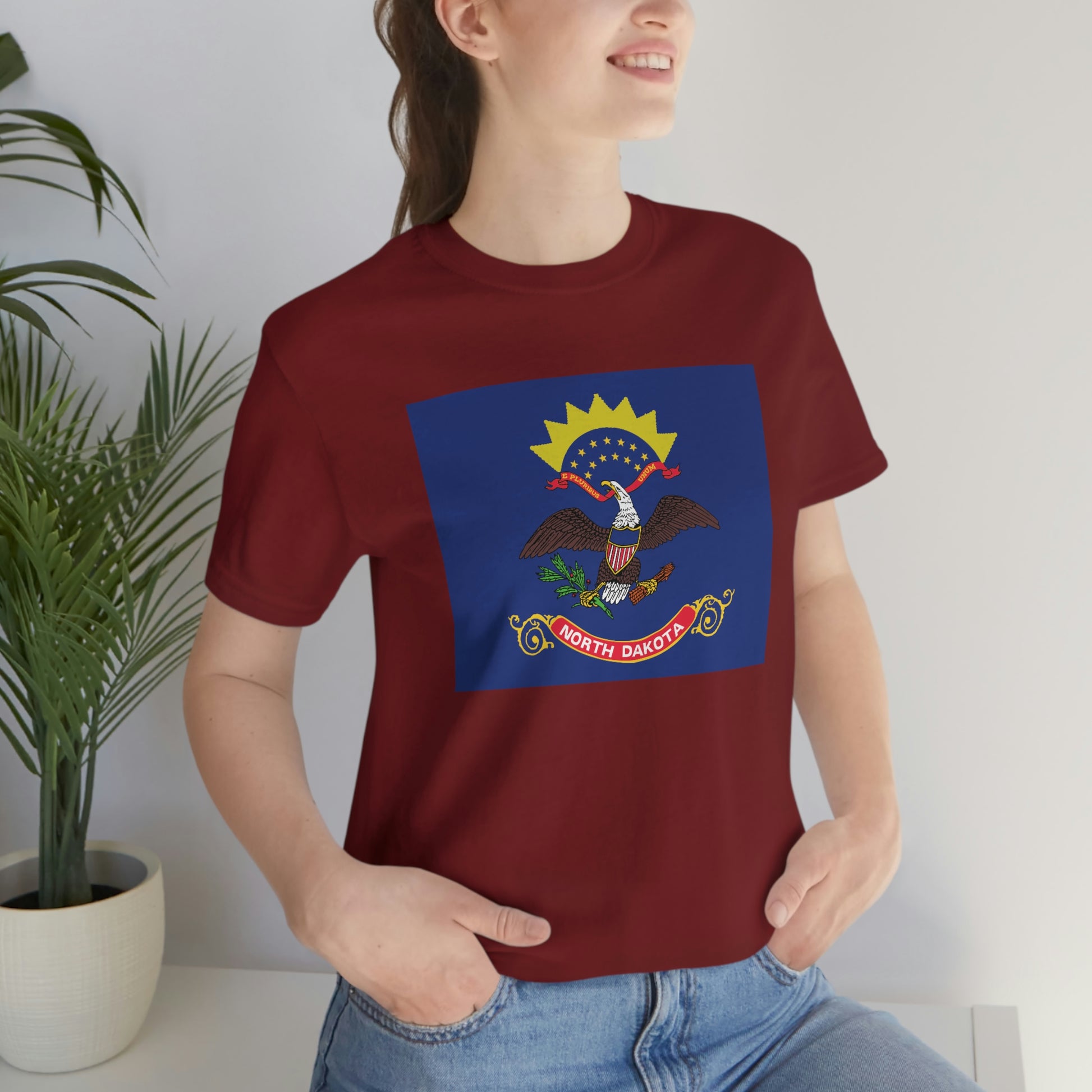 North Dakota Flag Unisex Jersey Short Sleeve Tee Tshirt T-shirt