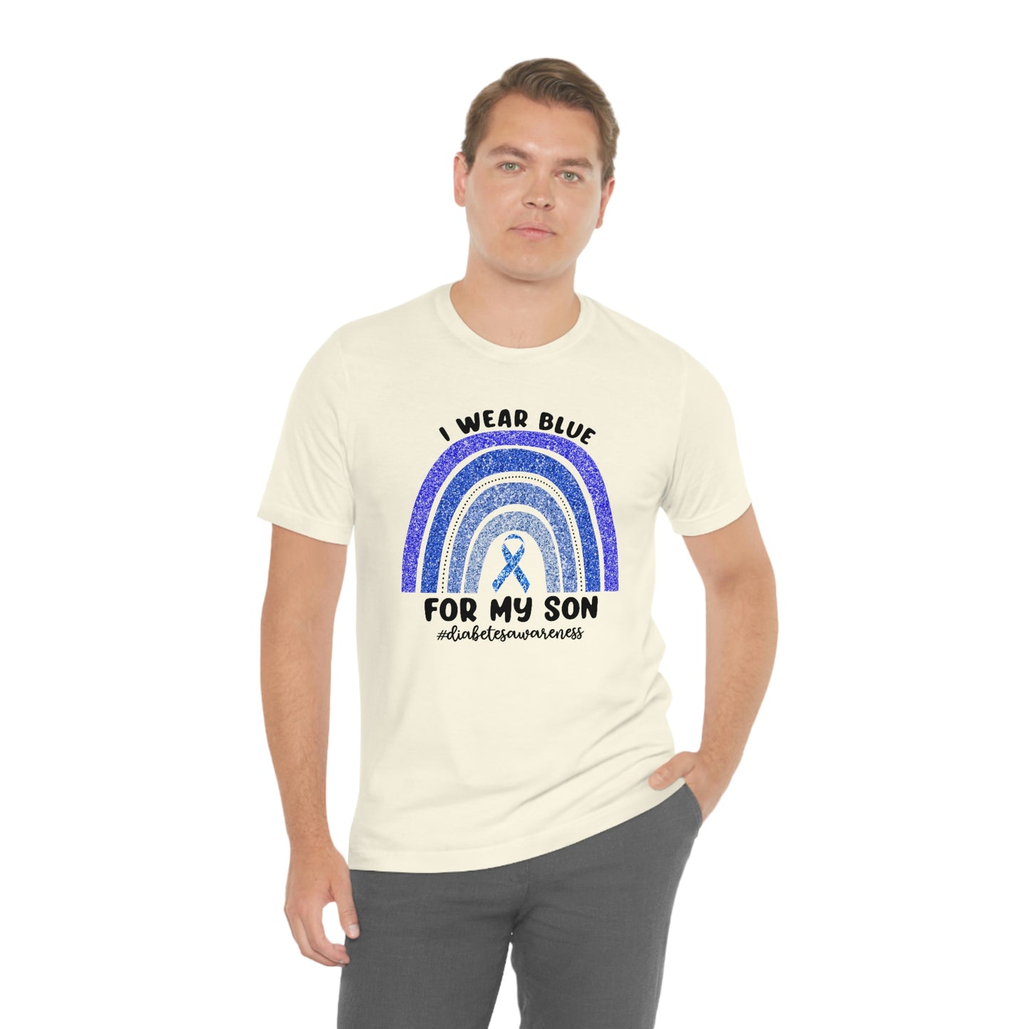 I Wear Blue For My Son Diabetes Awareness Print Unisex Jersey Short Sleeve Tee