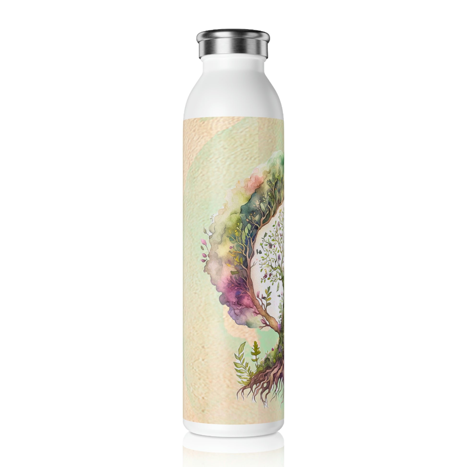 Spring Tree of Life Watercolor Slim Water Bottle