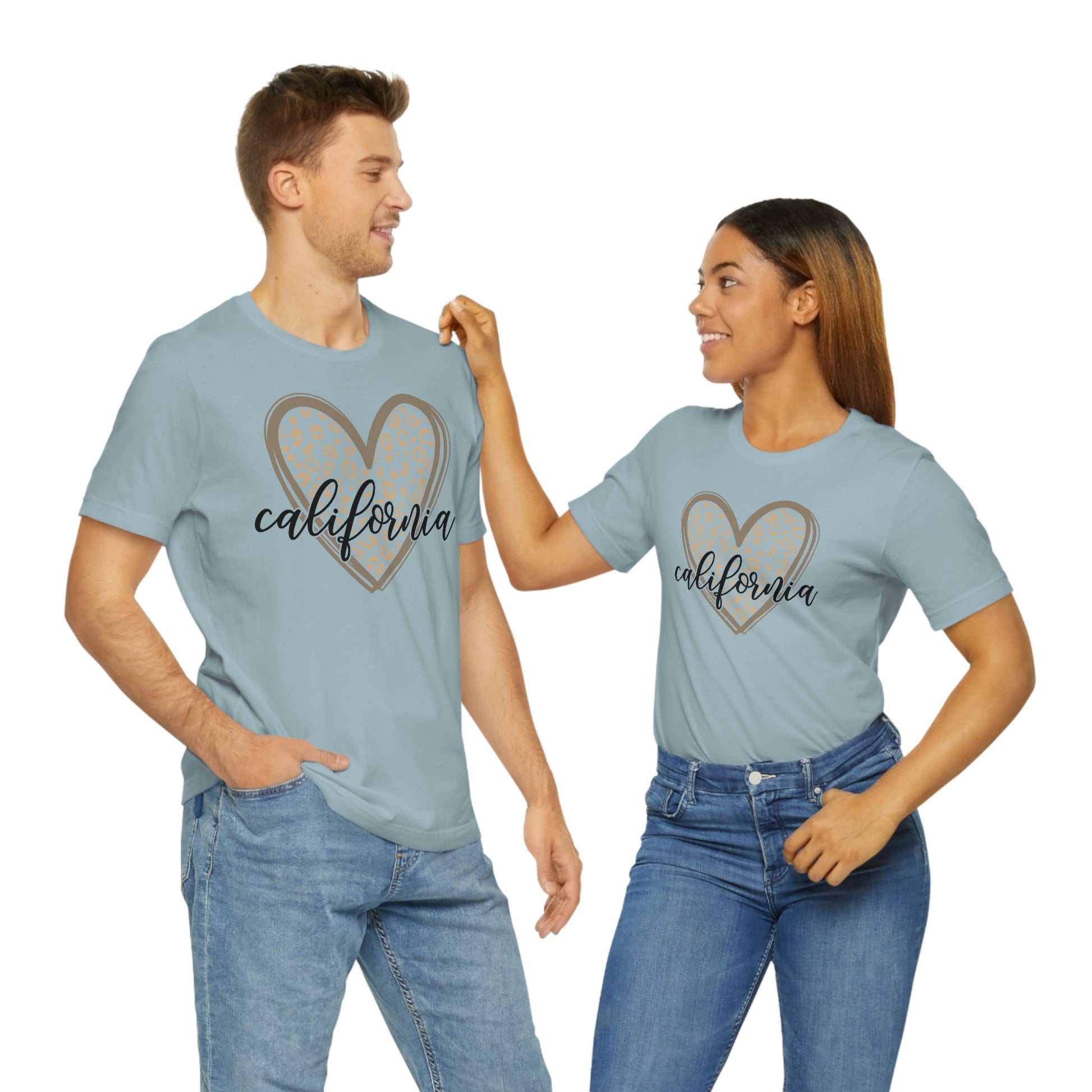 California Heart Gold Leopard Unisex Jersey Short Sleeve Tee Tshirt T-shirt