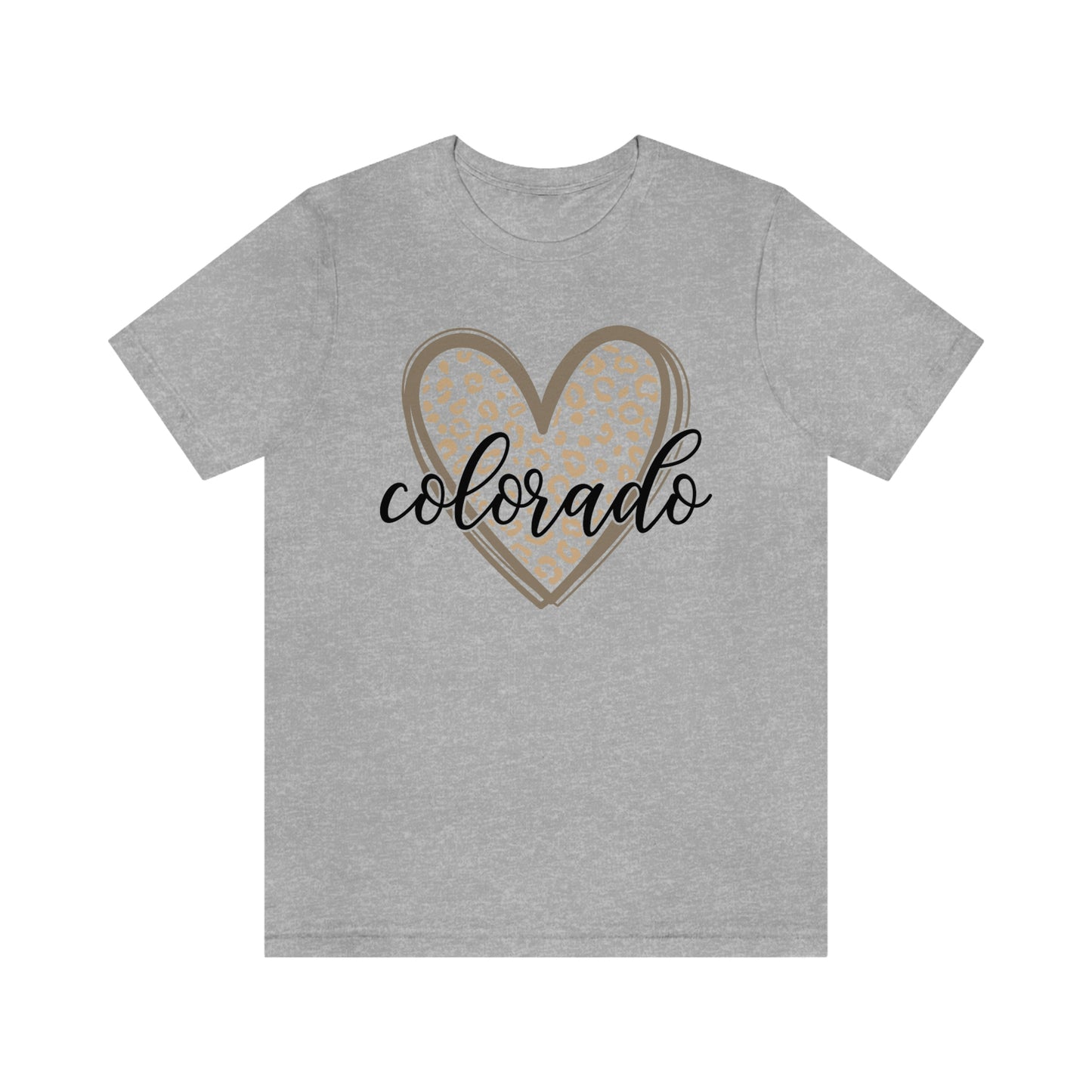 Colorado Heart Gold Leopard Print Unisex Jersey Short Sleeve Tee Tshirt T-shirt