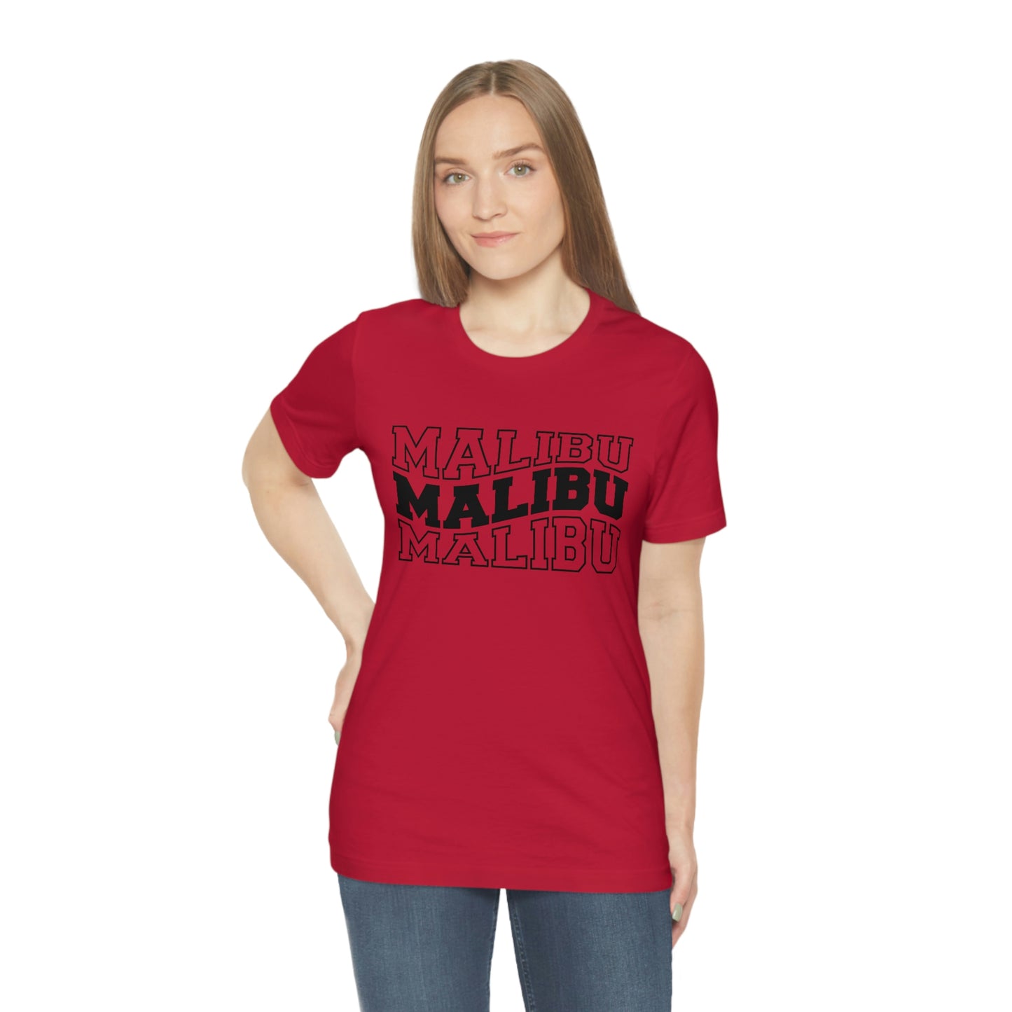 Malibu California Varsity Letters Wavy Unisex Jersey Short Sleeve Tee Tshirt T-shirt
