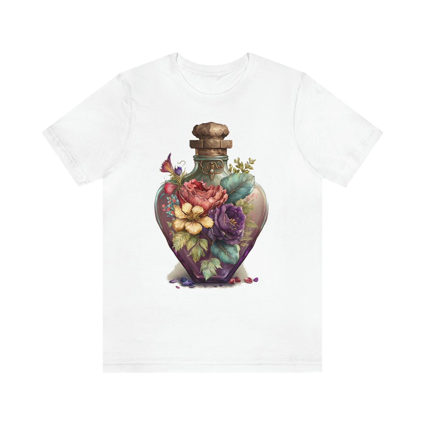 Vintage Bottle Floral Unisex Jersey Short Sleeve Tee