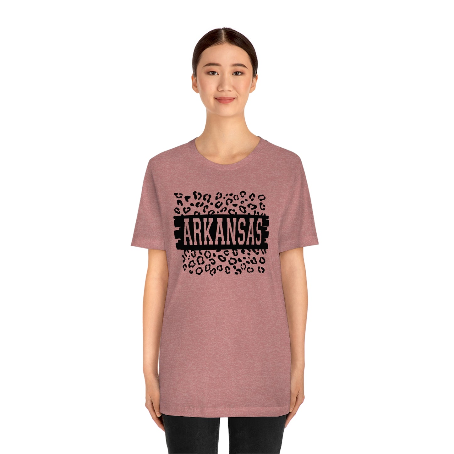 Arkansas Leopard Print US Flag Unisex Jersey Short Sleeve Tee Tshirt T-shirt