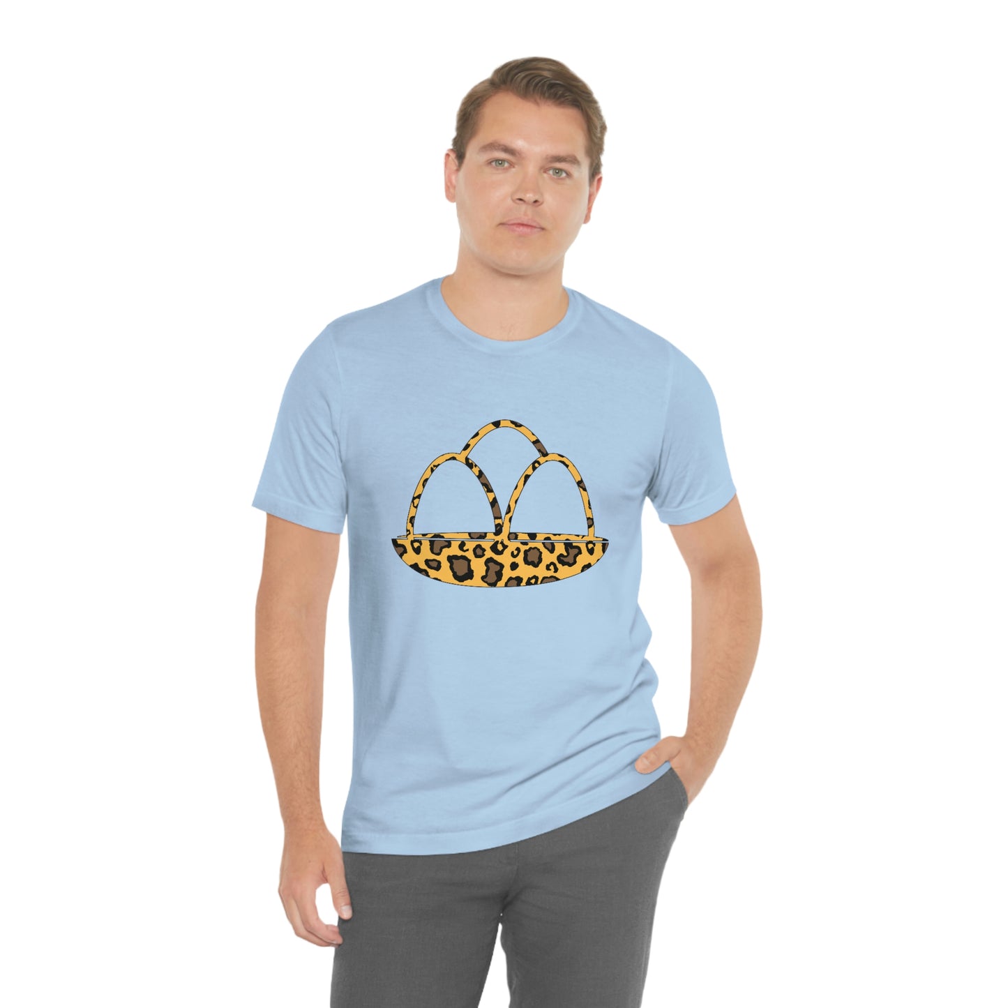 Leopard Print Egg Basket Spring Easter Unisex Jersey Short Sleeve Tee