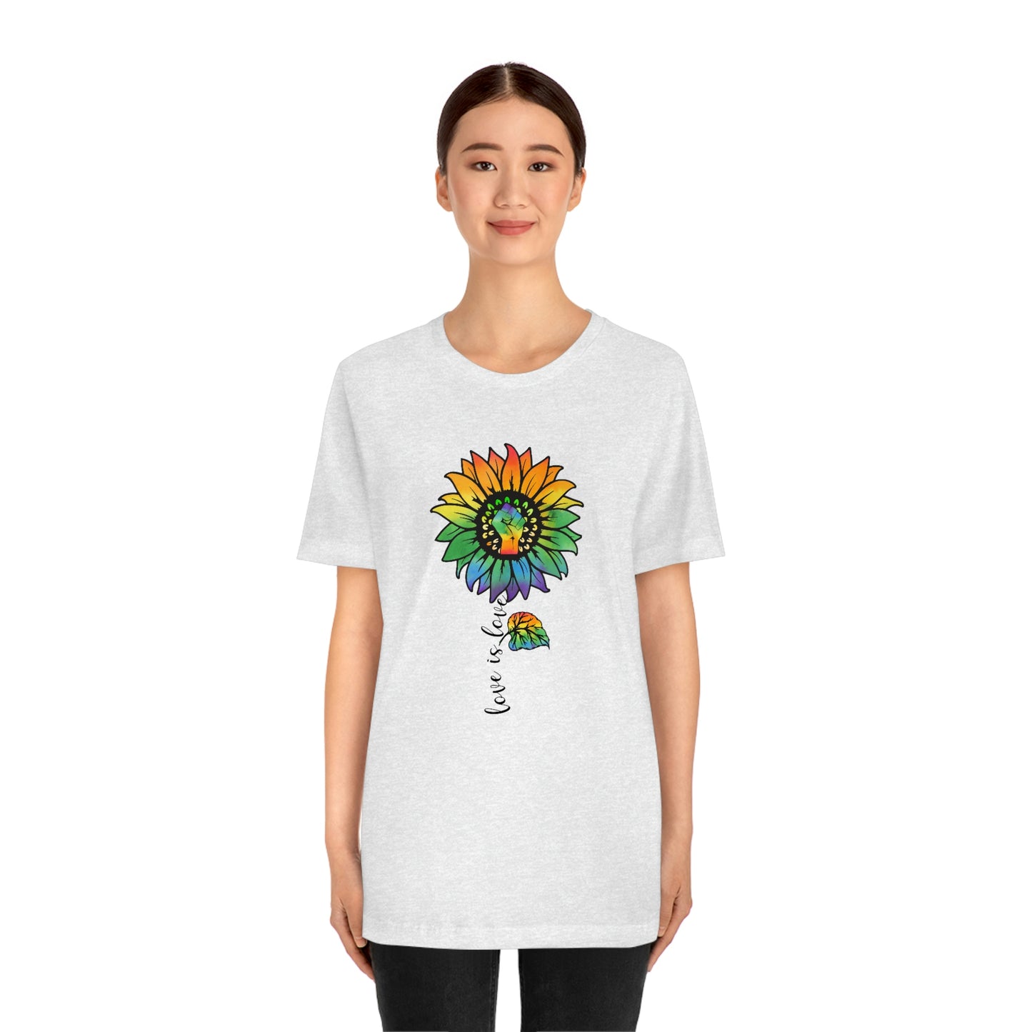 Love is Love Sunflower LGBTQIA Print Unisex Jersey Short Sleeve Tee