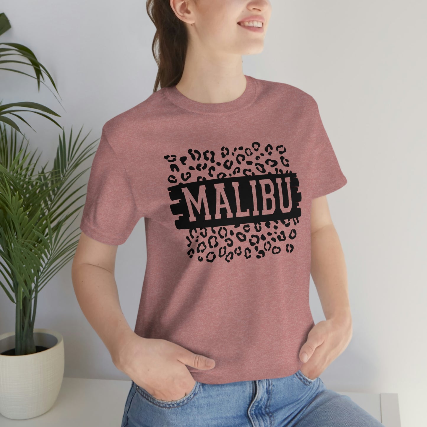 Malibu California Leopard Print Unisex Jersey Short Sleeve Tee Tshirt T-shirt