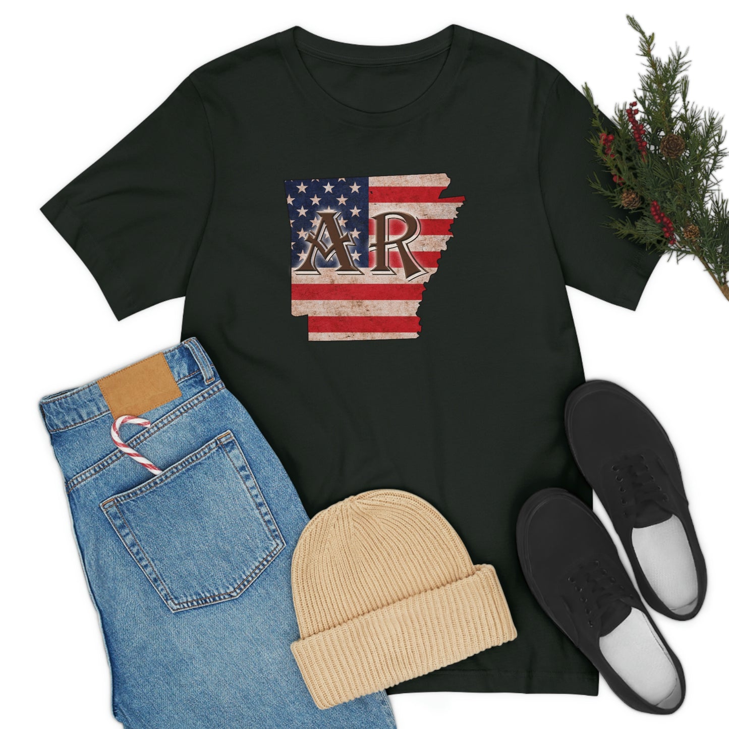 Arkansas AR US Flag Unisex Jersey Short Sleeve Tee Tshirt T-shirt