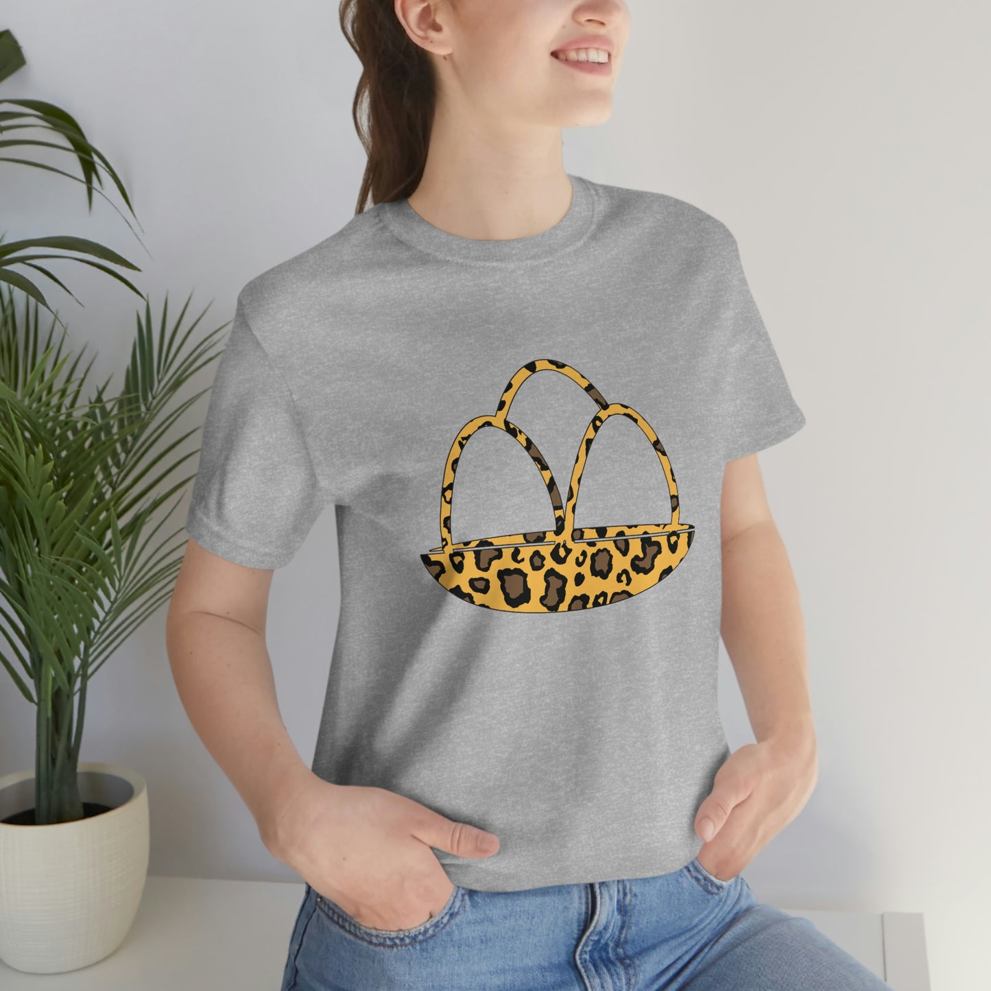 Leopard Print Egg Basket Spring Easter Unisex Jersey Short Sleeve Tee