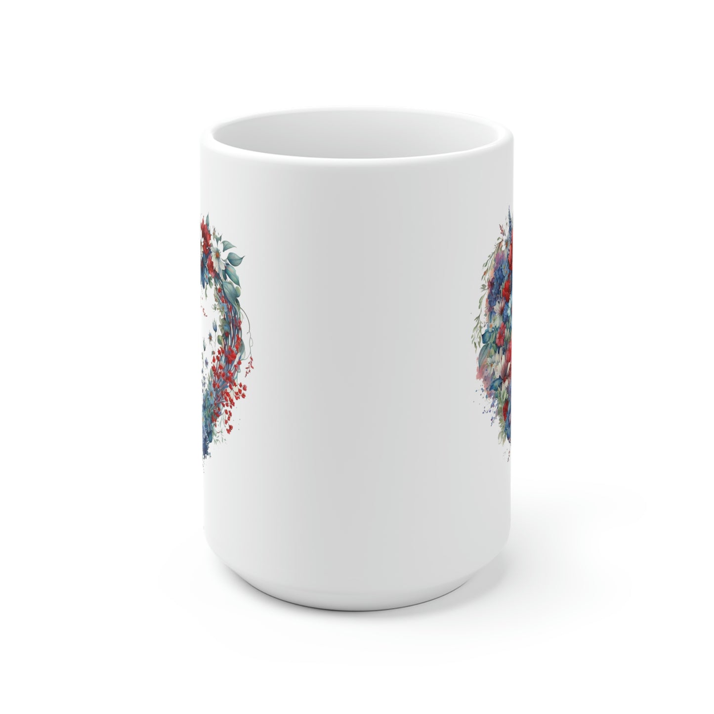 Flower Heart White Ceramic Mug