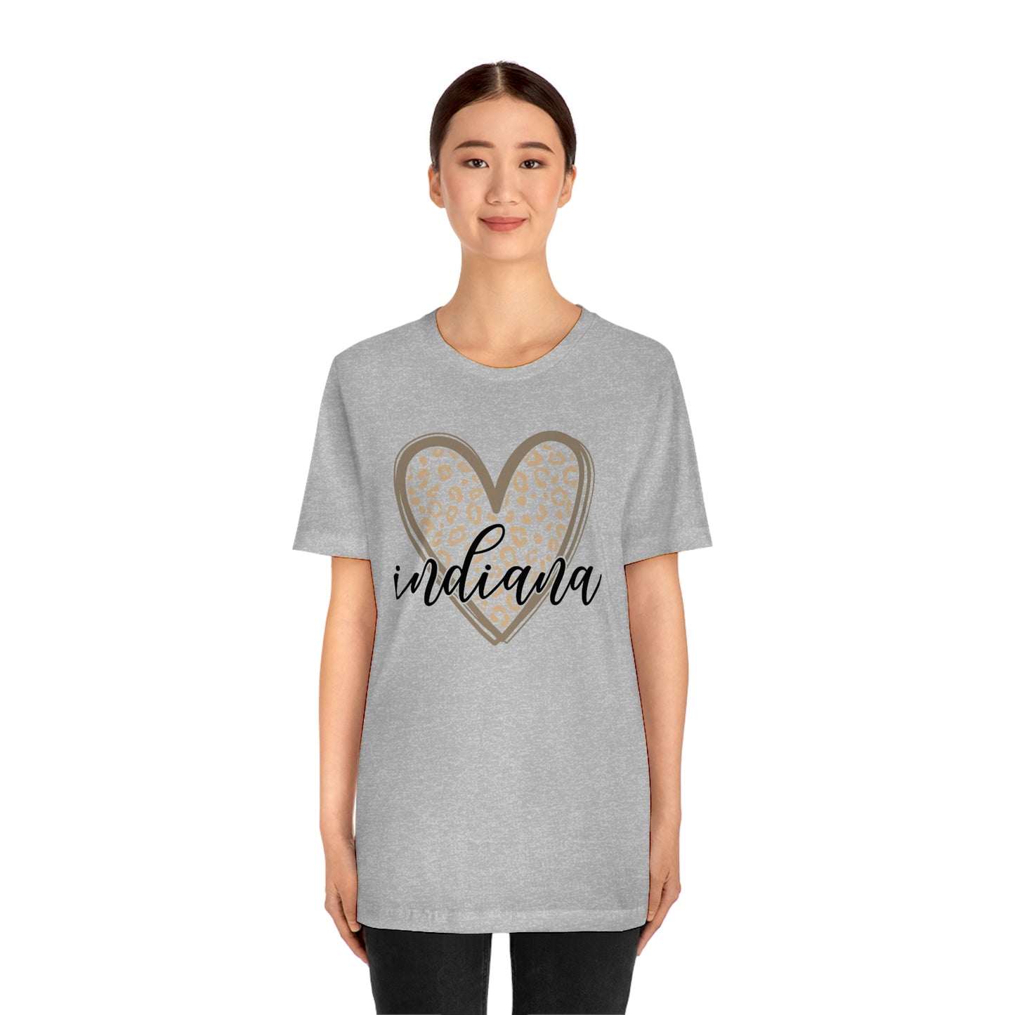 Indiana Gold Leopard Heart Black Script Short Sleeve T-shirt