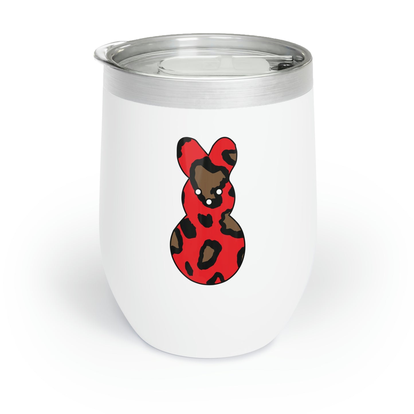 Red Leopard Print Bunny Chill Wine Tumbler