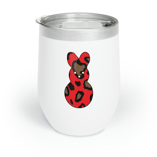Red Leopard Print Bunny Chill Wine Tumbler
