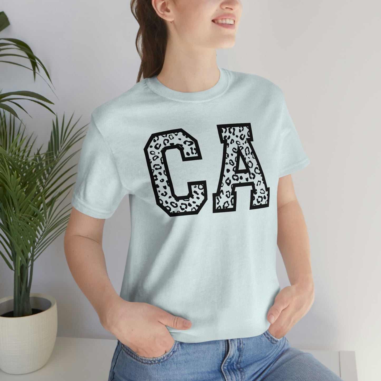 California CA Leopard Print Unisex Jersey Short Sleeve Tee Tshirt T-shirt