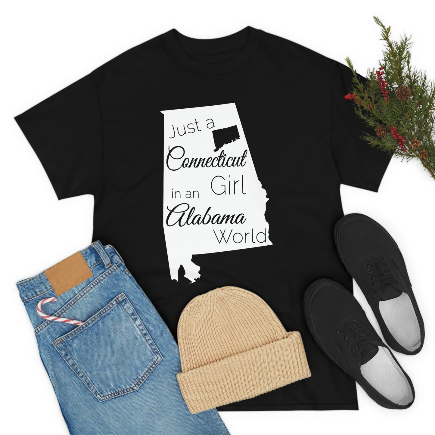 Just a Connecticut Girl in an Alabama World Unisex Heavy Cotton Tee