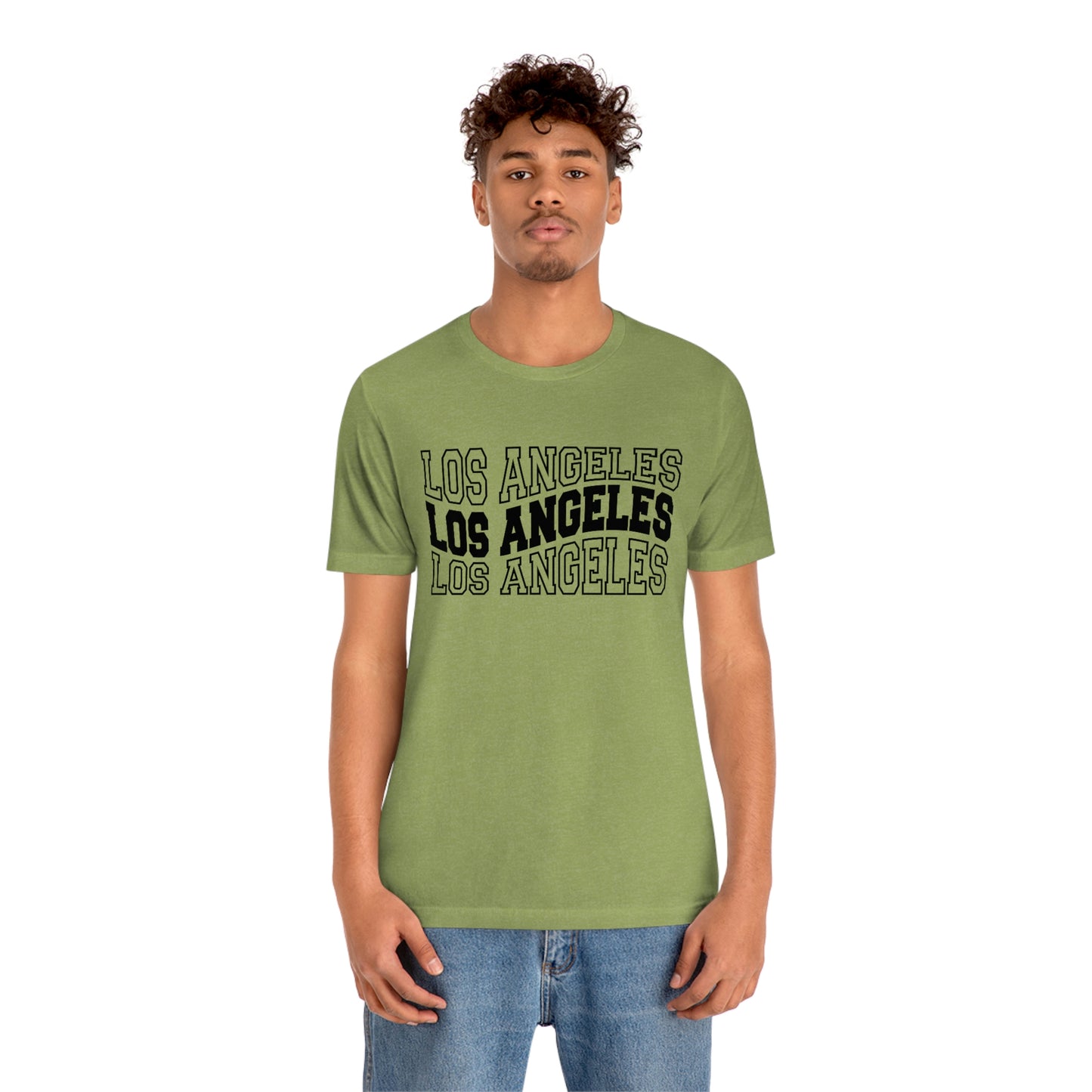 Los Angeles Varsity Letters Wavy Unisex Jersey Short Sleeve Tee Tshirt T-shirt