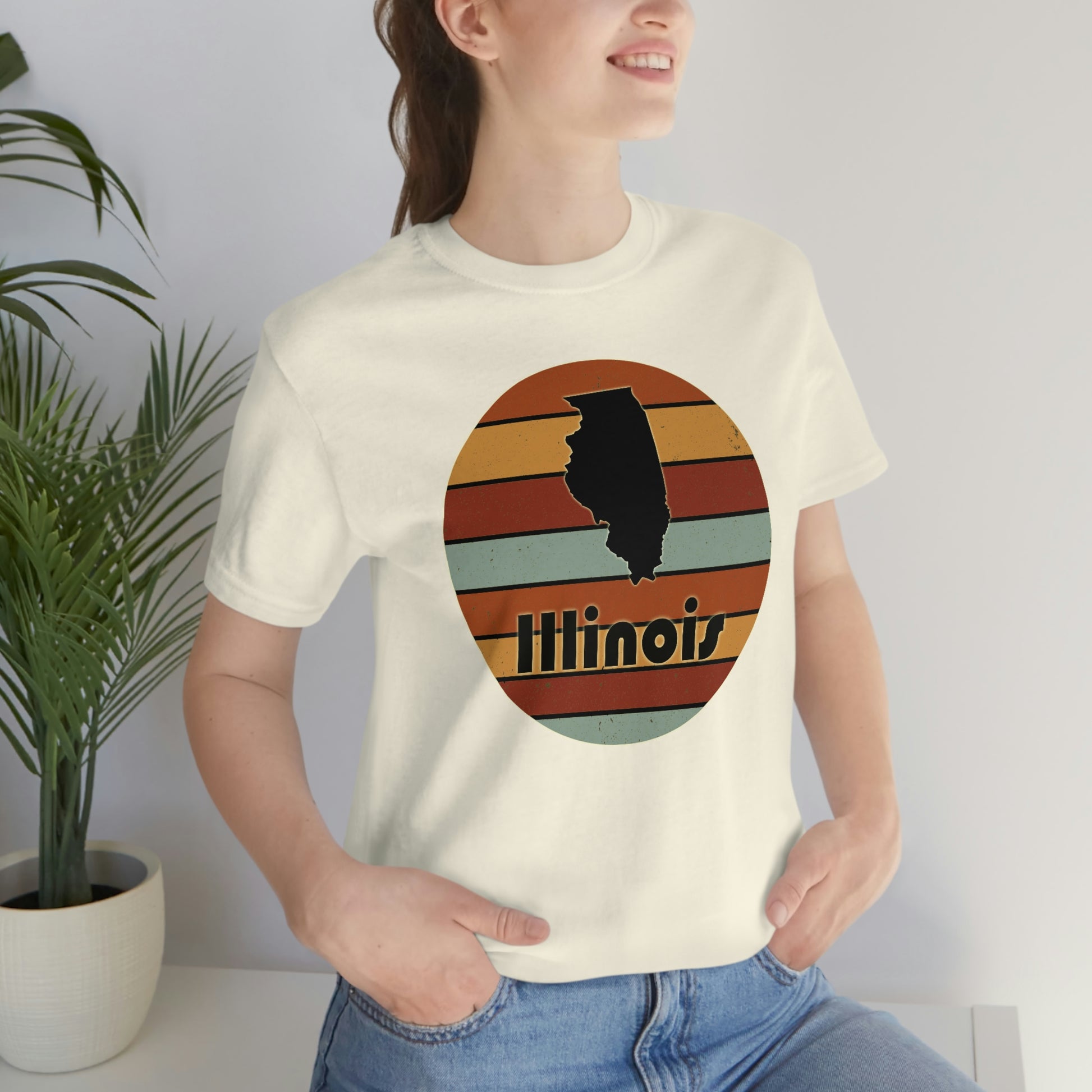 Illinois Retro Sunset Short Sleeve T-shirt