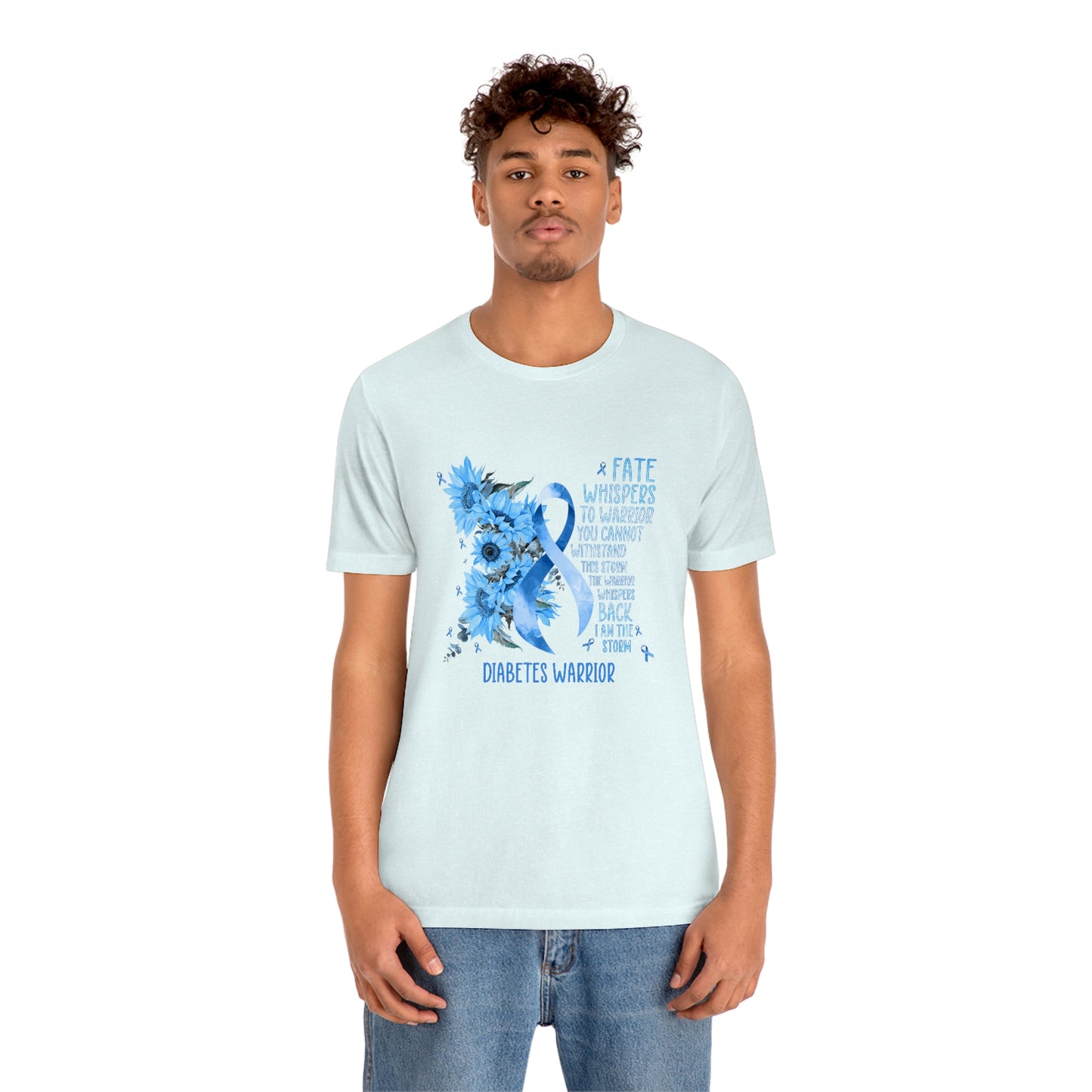 Fate Whispers to the Warrior Diabetes Awareness Print Unisex Jersey Short Sleeve Tee