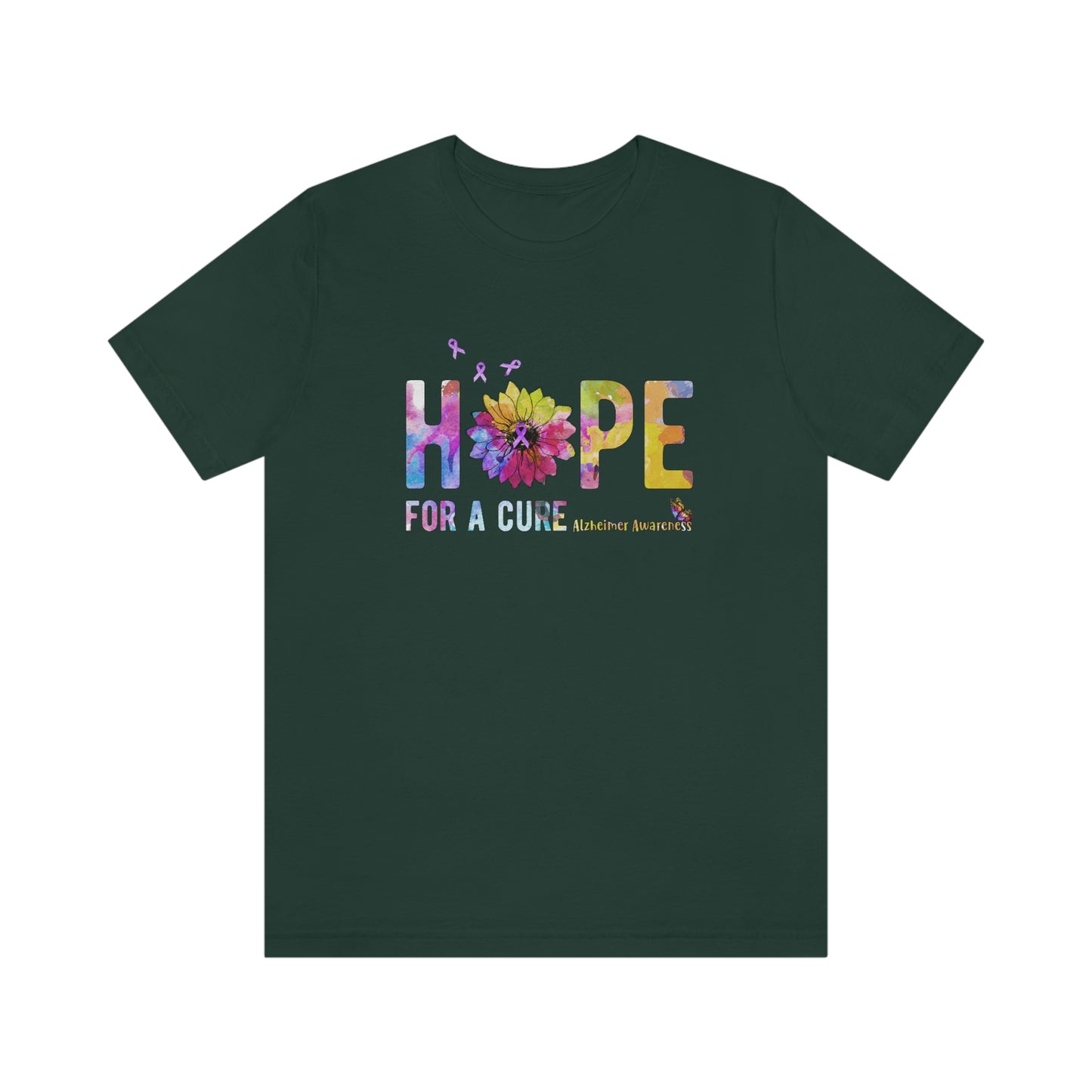 Hope For a Cure Alzheimer's Print Unisex Jersey Short Sleeve Tee