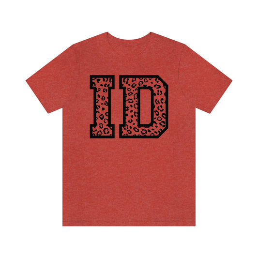 Idaho ID Leopard Print Letters Short Sleeve T-shirt