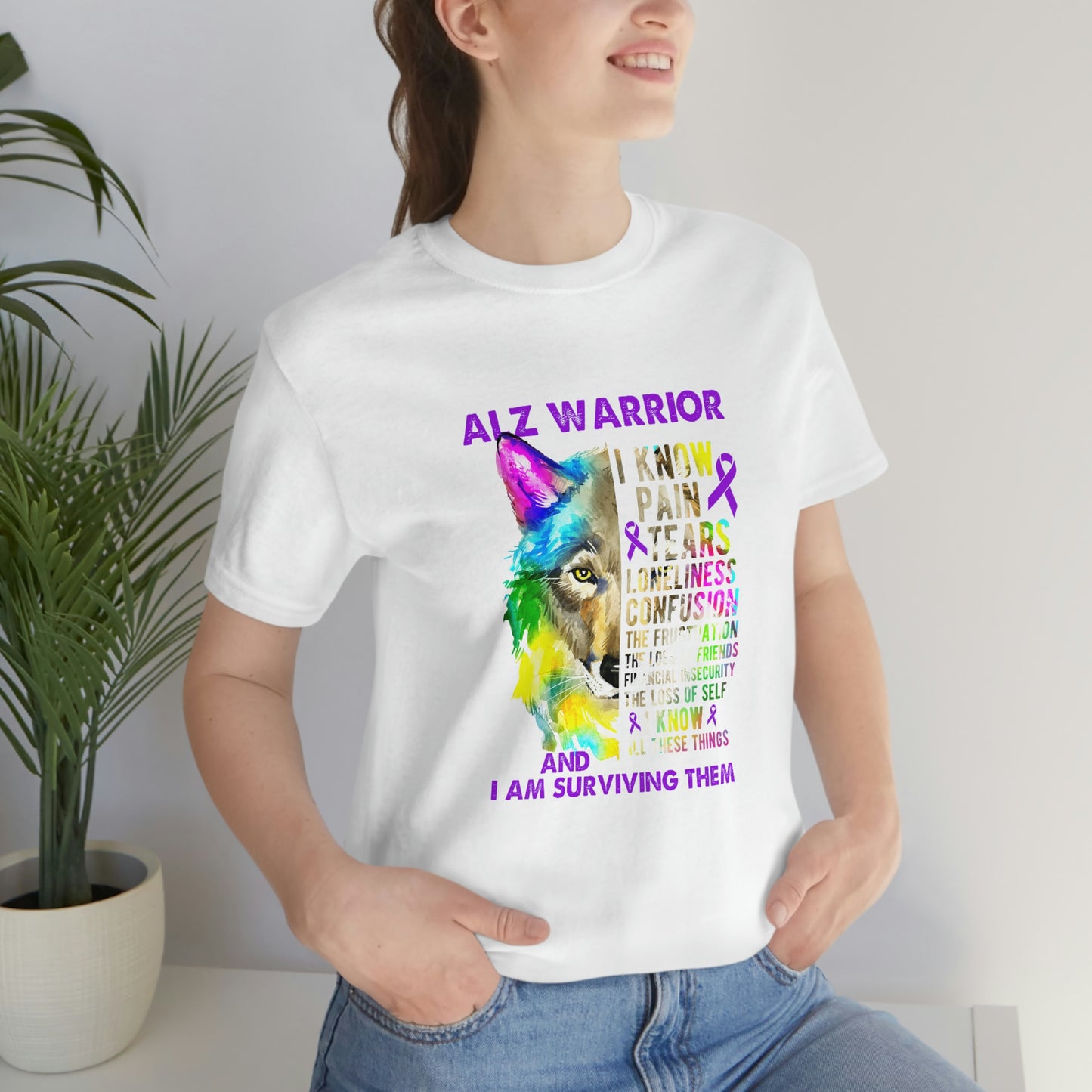 ALZ Warrior I Know Pain & Tears Alzheimer's Print Unisex Jersey Short Sleeve Tee