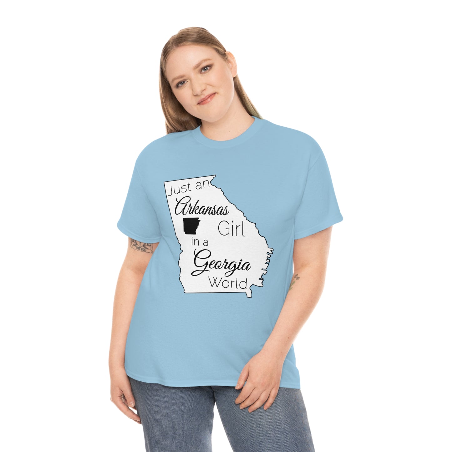 Just an Arkansas Girl in a Georgia World Unisex Heavy Cotton Tee