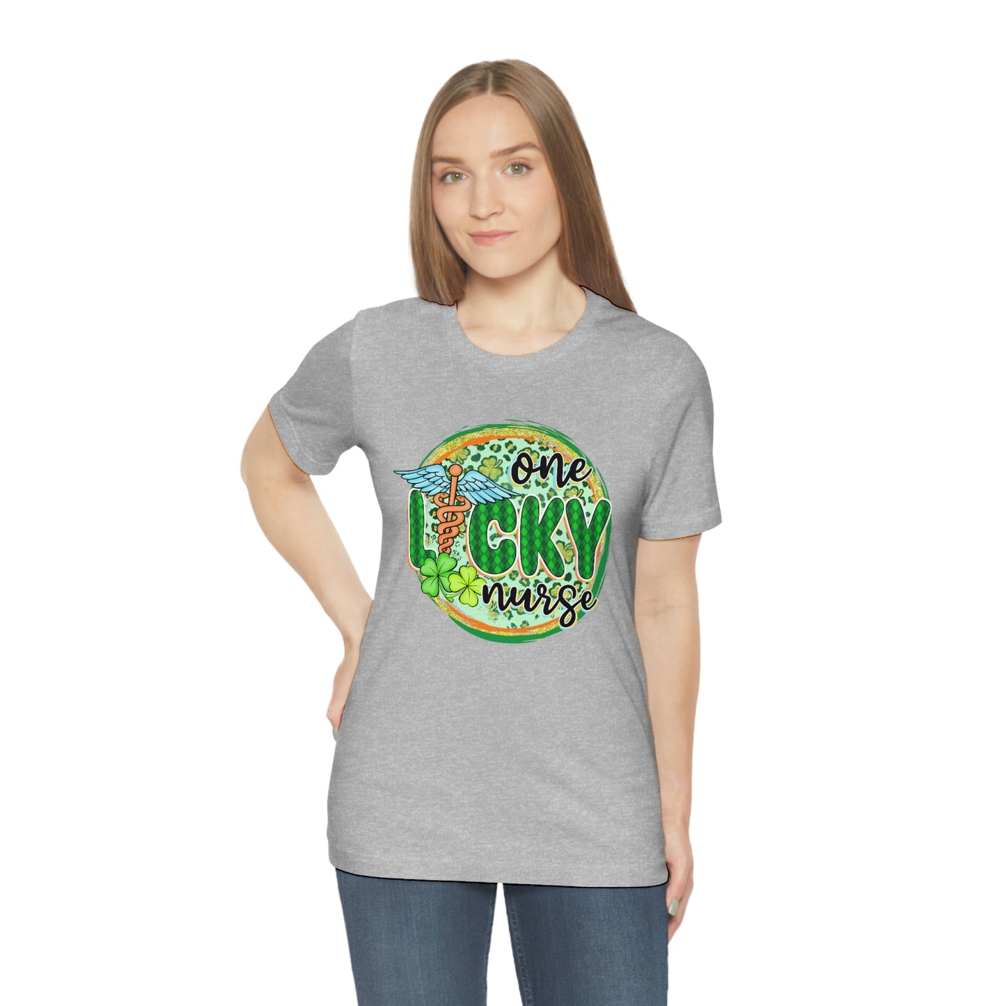 One Lucky Nurse Caduceus St. Patrick's Day Unisex Jersey Short Sleeve Tee