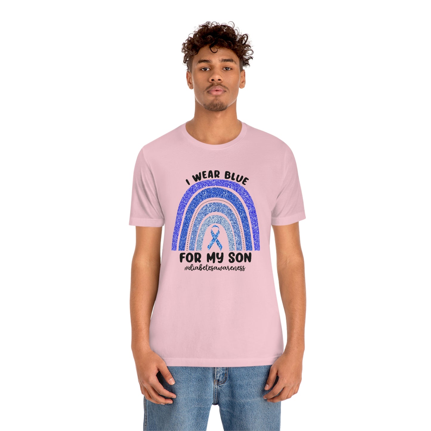 I Wear Blue For My Son Diabetes Awareness Print Unisex Jersey Short Sleeve Tee