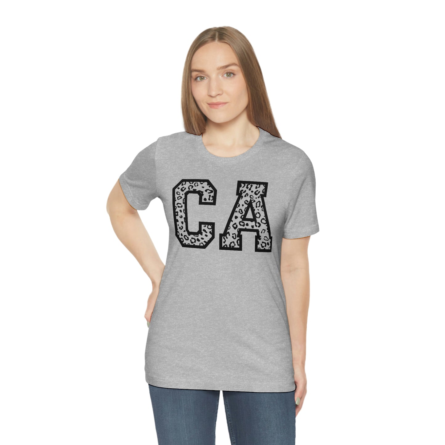 California CA Leopard Print Unisex Jersey Short Sleeve Tee Tshirt T-shirt