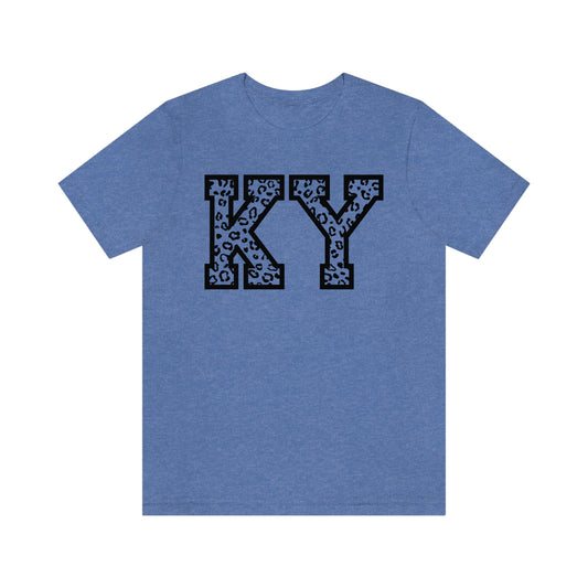 Kentucky KY Leopard Print Letters Short Sleeve T-shirt
