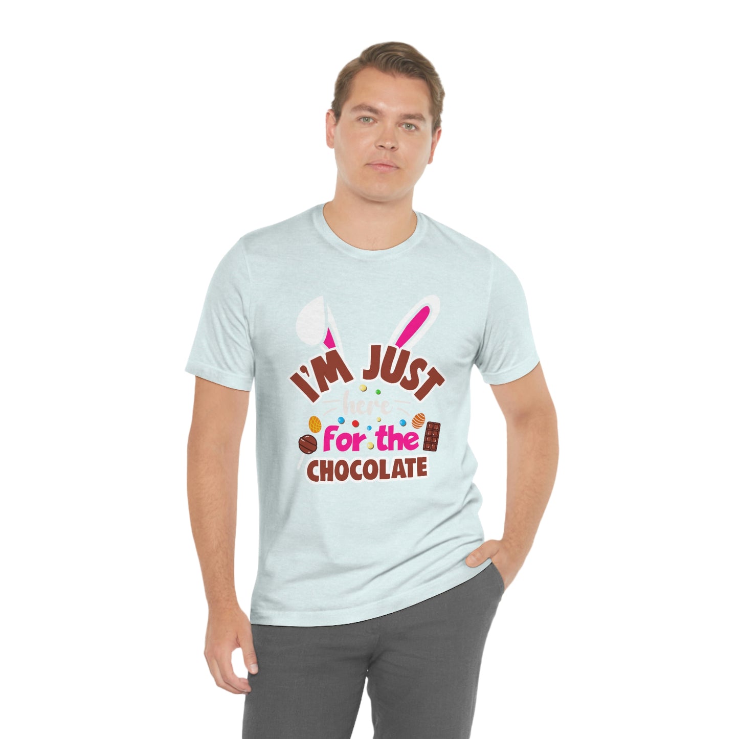 I'm Just Here for the Chocolate Unisex Jersey Short Sleeve Tee