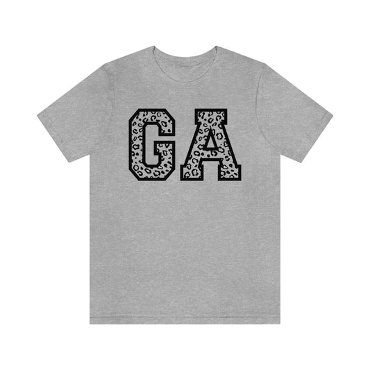 Georgia GA Leopard Print Letters Short Sleeve T-shirt