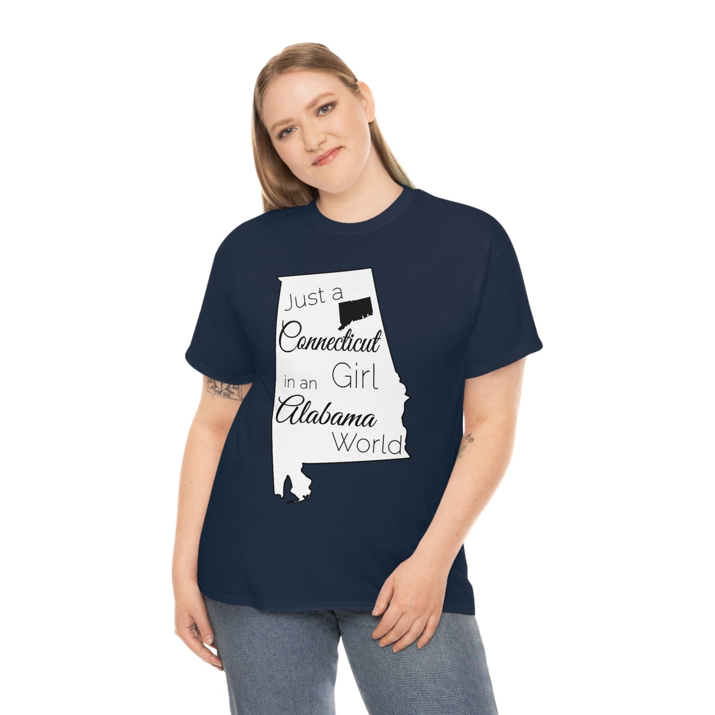 Just a Connecticut Girl in an Alabama World Unisex Heavy Cotton Tee