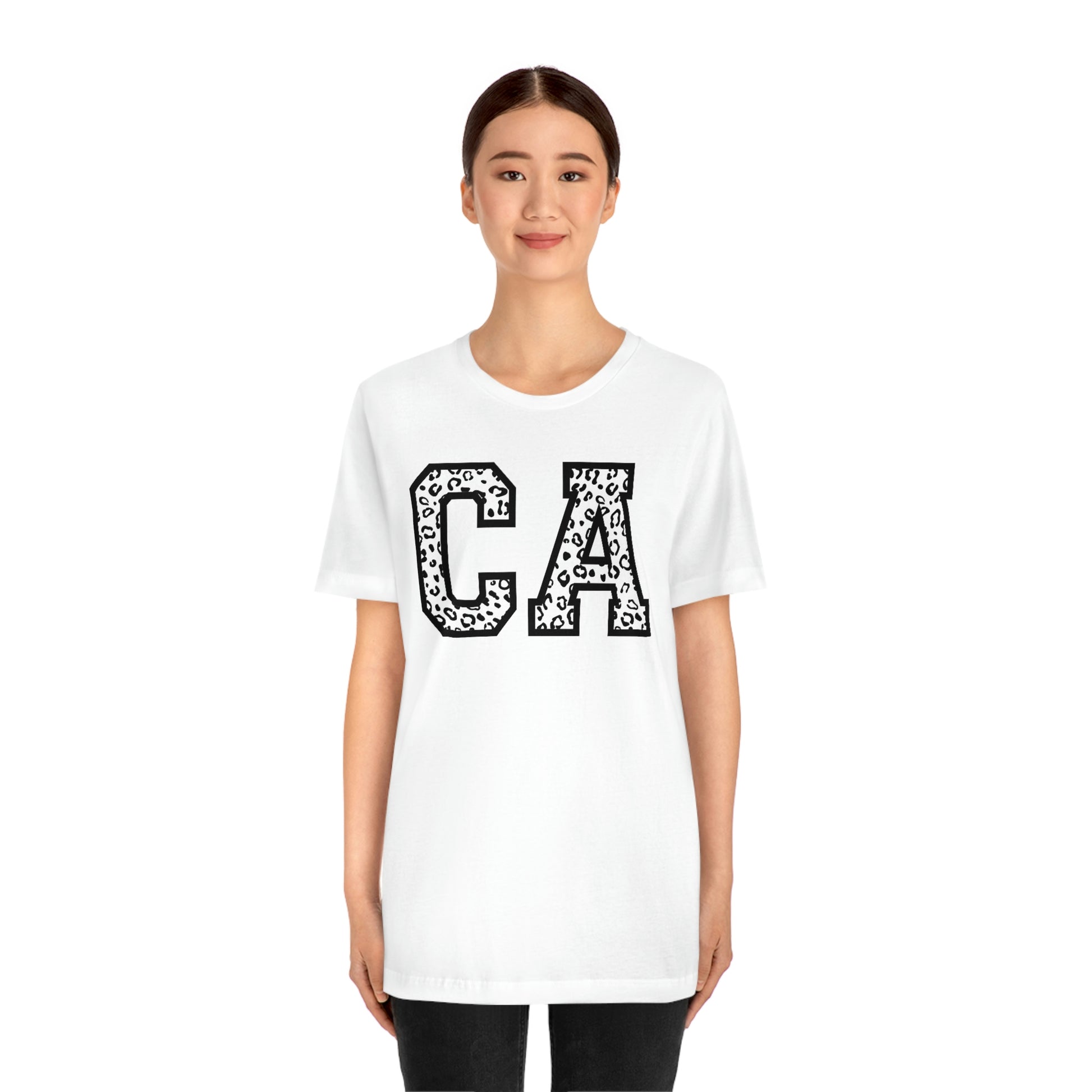California CA Leopard Print Unisex Jersey Short Sleeve Tee Tshirt T-shirt