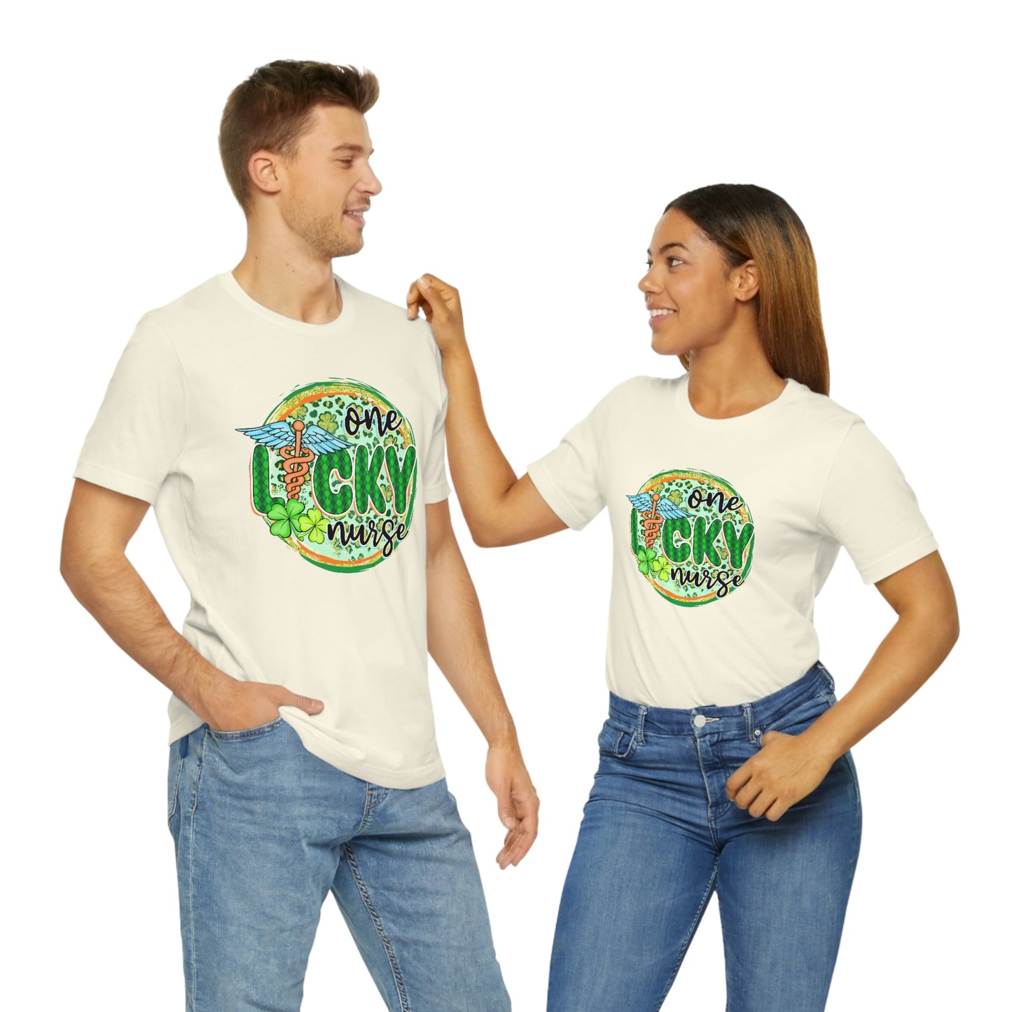 One Lucky Nurse Caduceus St. Patrick's Day Unisex Jersey Short Sleeve Tee