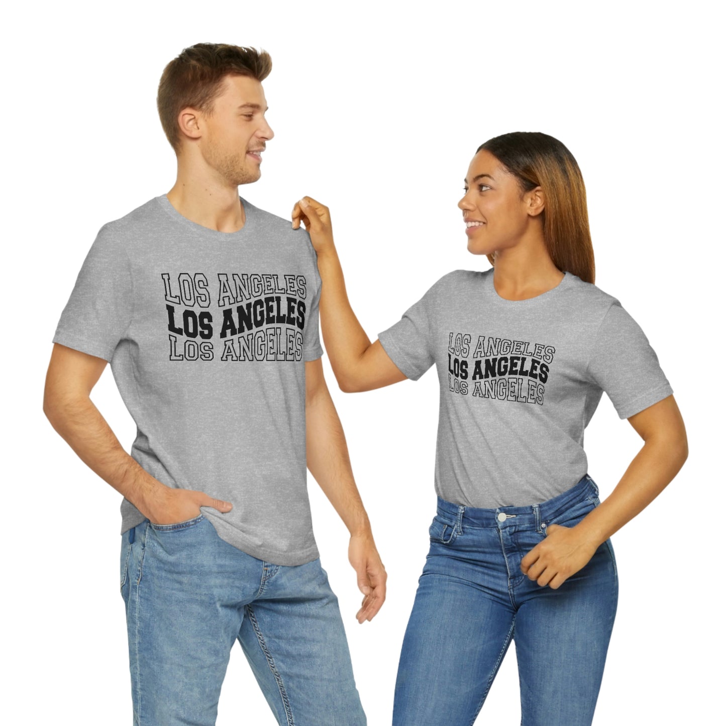 Los Angeles Varsity Letters Wavy Unisex Jersey Short Sleeve Tee Tshirt T-shirt