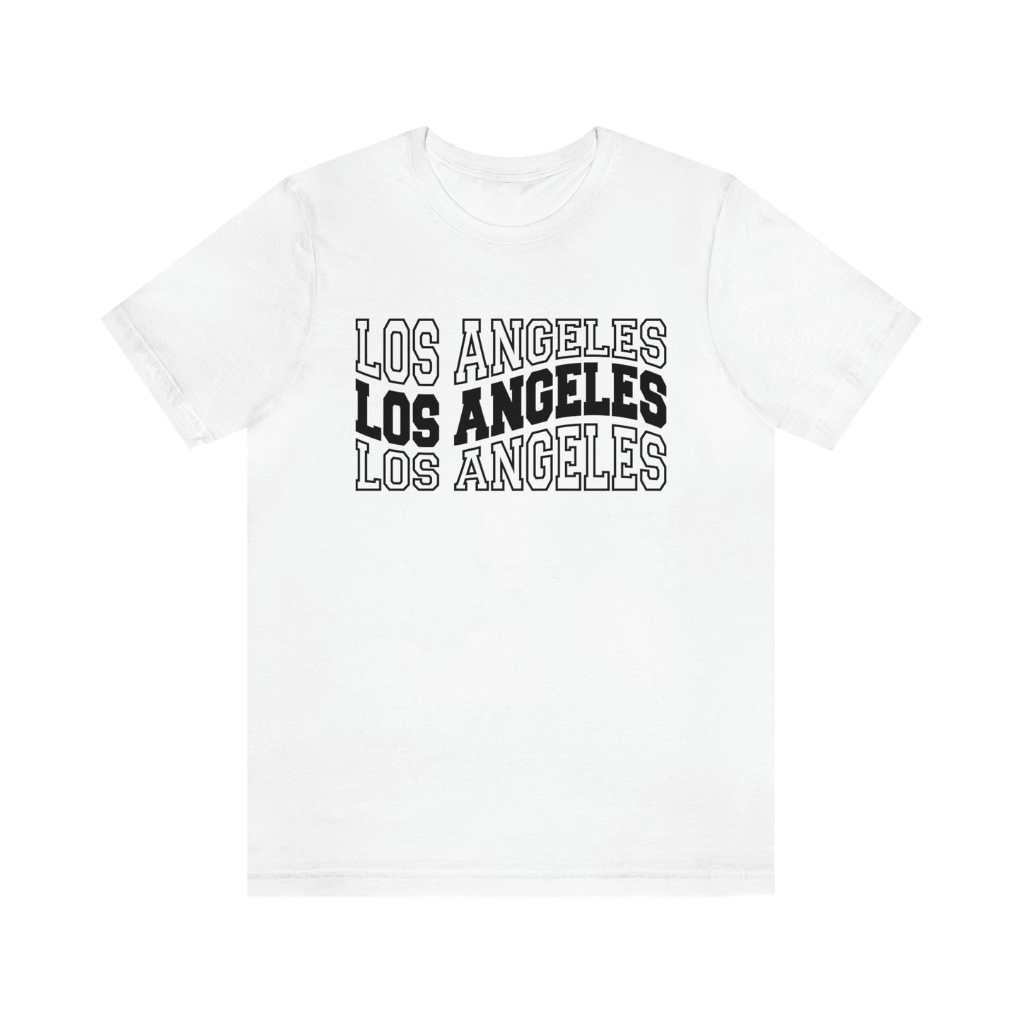 Los Angeles Varsity Letters Wavy Unisex Jersey Short Sleeve Tee Tshirt T-shirt