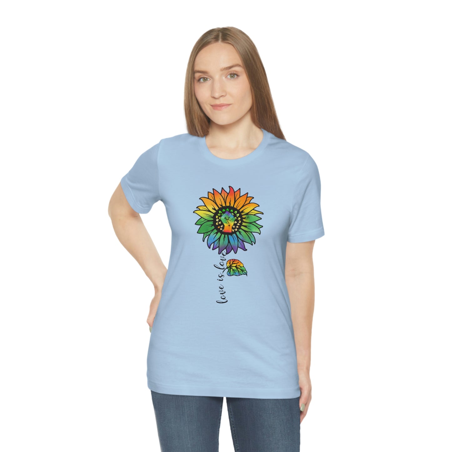 Love is Love Sunflower LGBTQIA Print Unisex Jersey Short Sleeve Tee