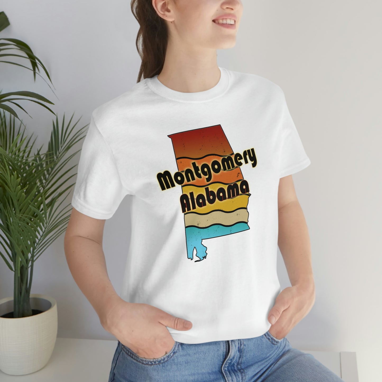 Montgomery Alabama Retro Sunset Unisex Jersey Short Sleeve T-shirt