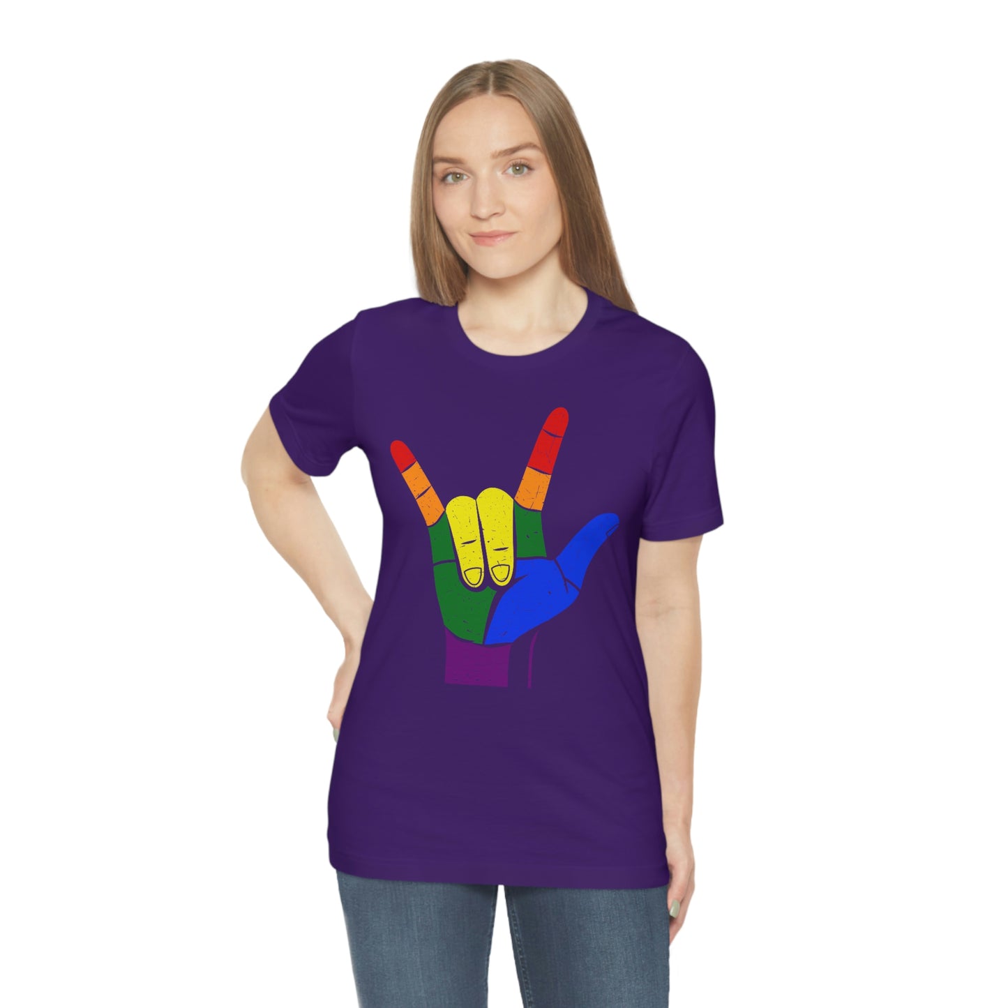 Hand Rainbow LGBTQIA Unisex Jersey Short Sleeve Tee