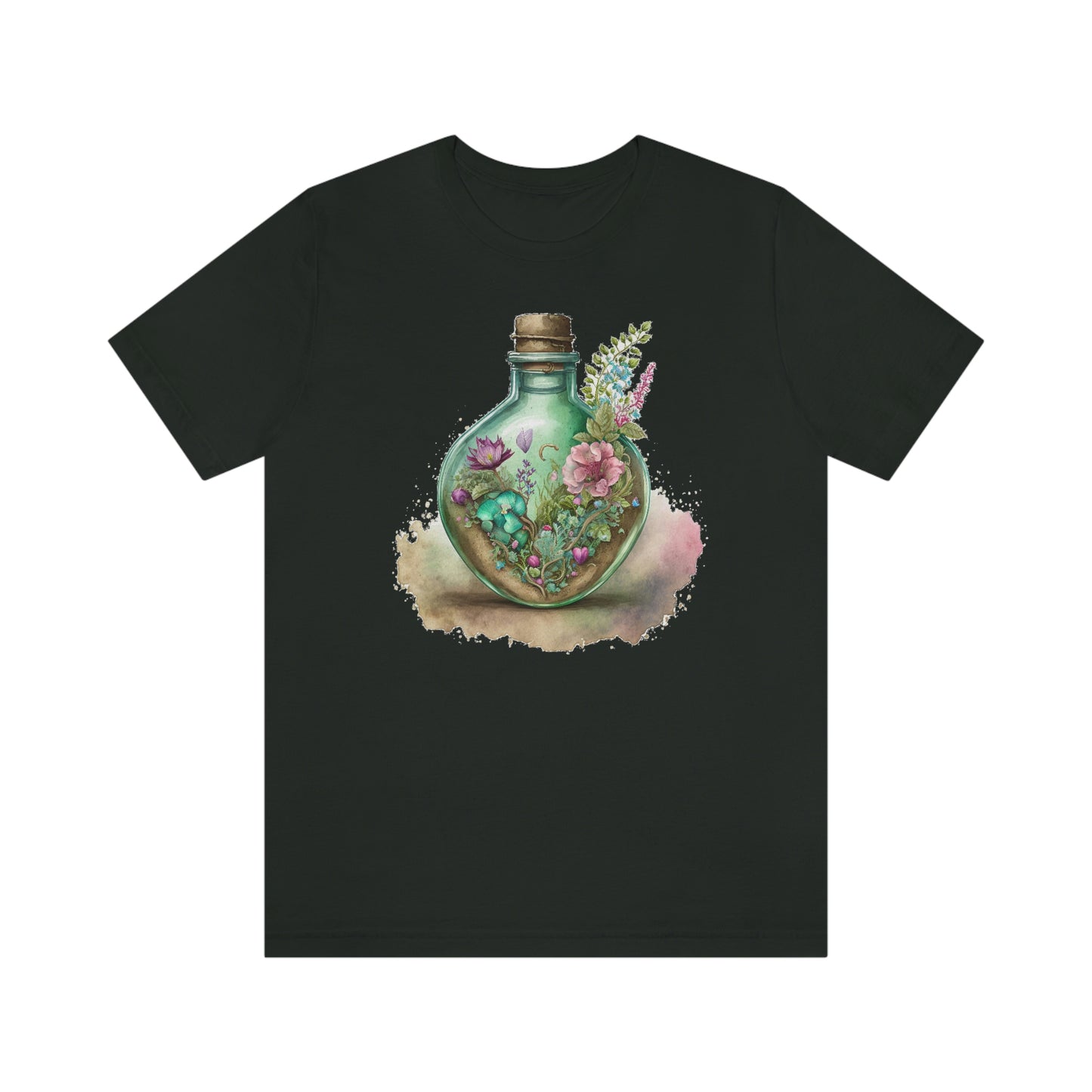 Vintage Bottle Floral Unisex Jersey Short Sleeve Tee