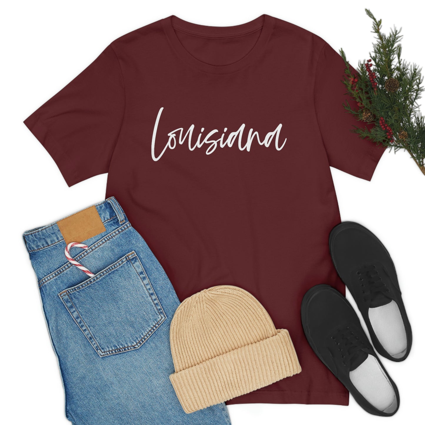 Louisiana White Script Short Sleeve T-shirt
