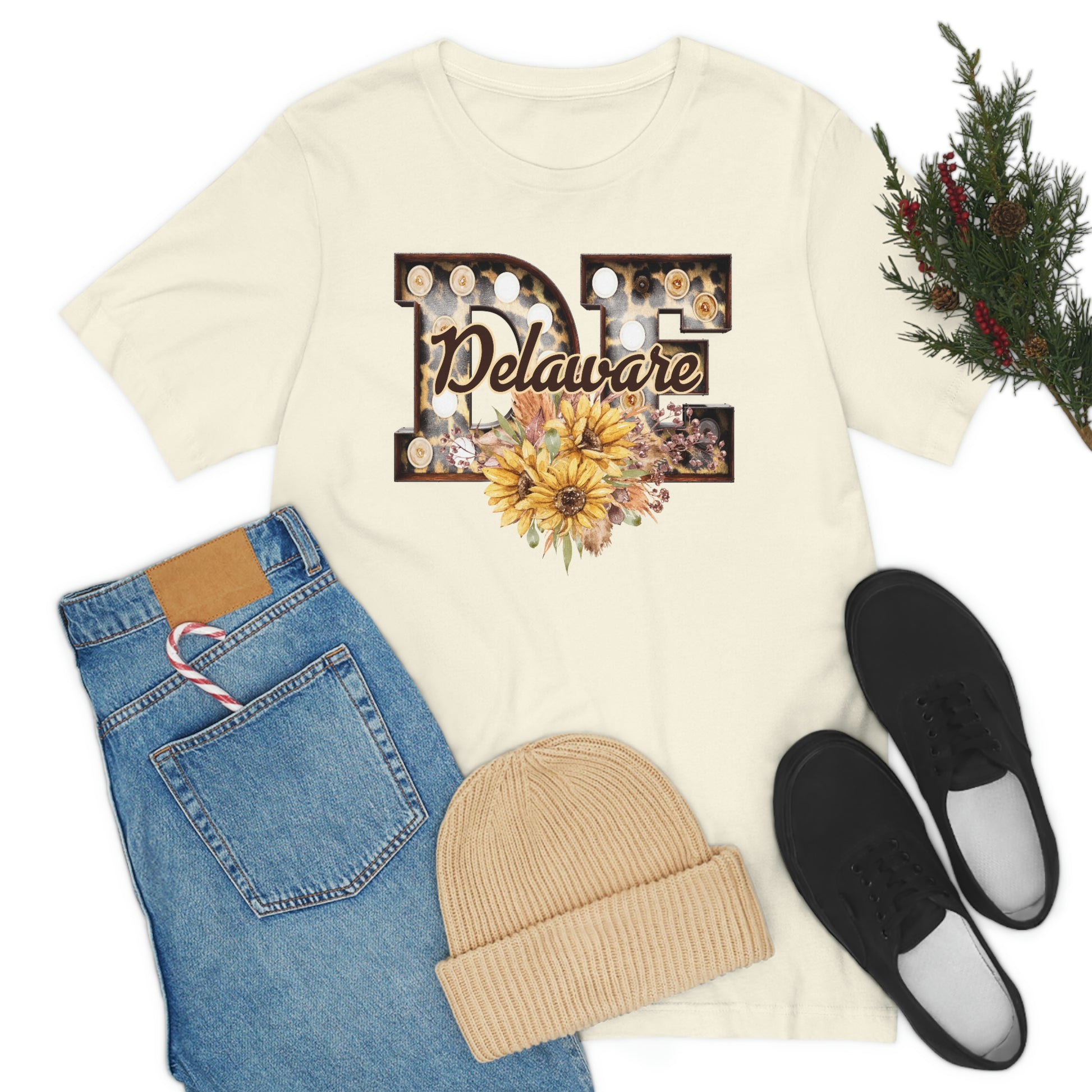 Delaware with Sunflowers Short Sleeve  T-shirt