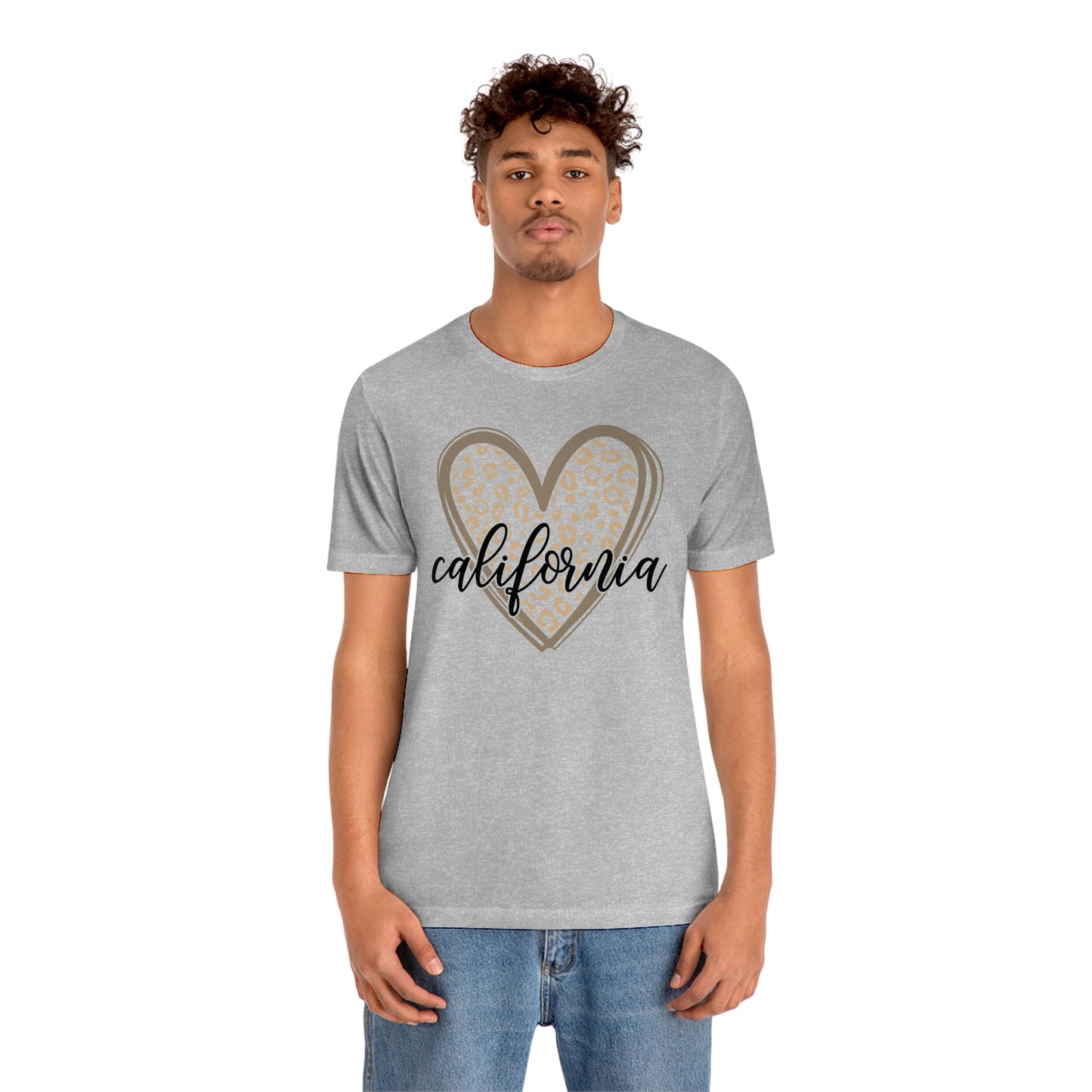 California Heart Gold Leopard Unisex Jersey Short Sleeve Tee Tshirt T-shirt
