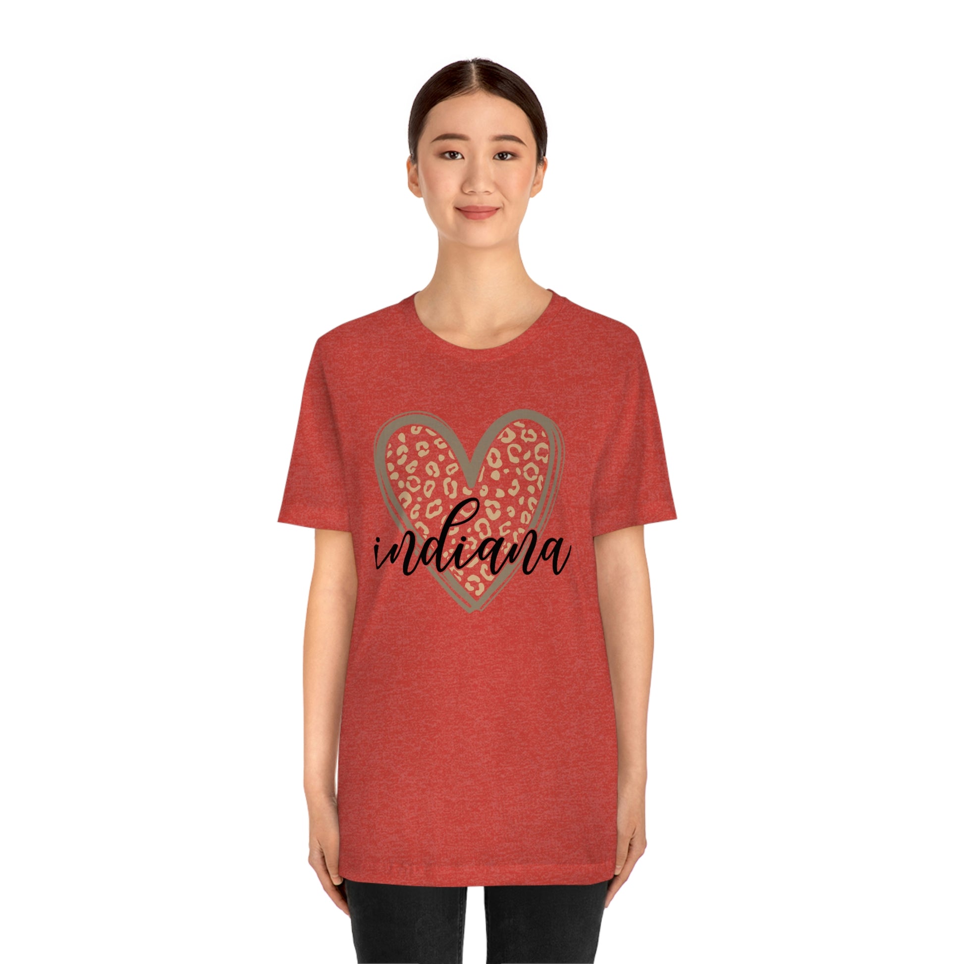 Indiana Gold Leopard Heart Black Script Short Sleeve T-shirt