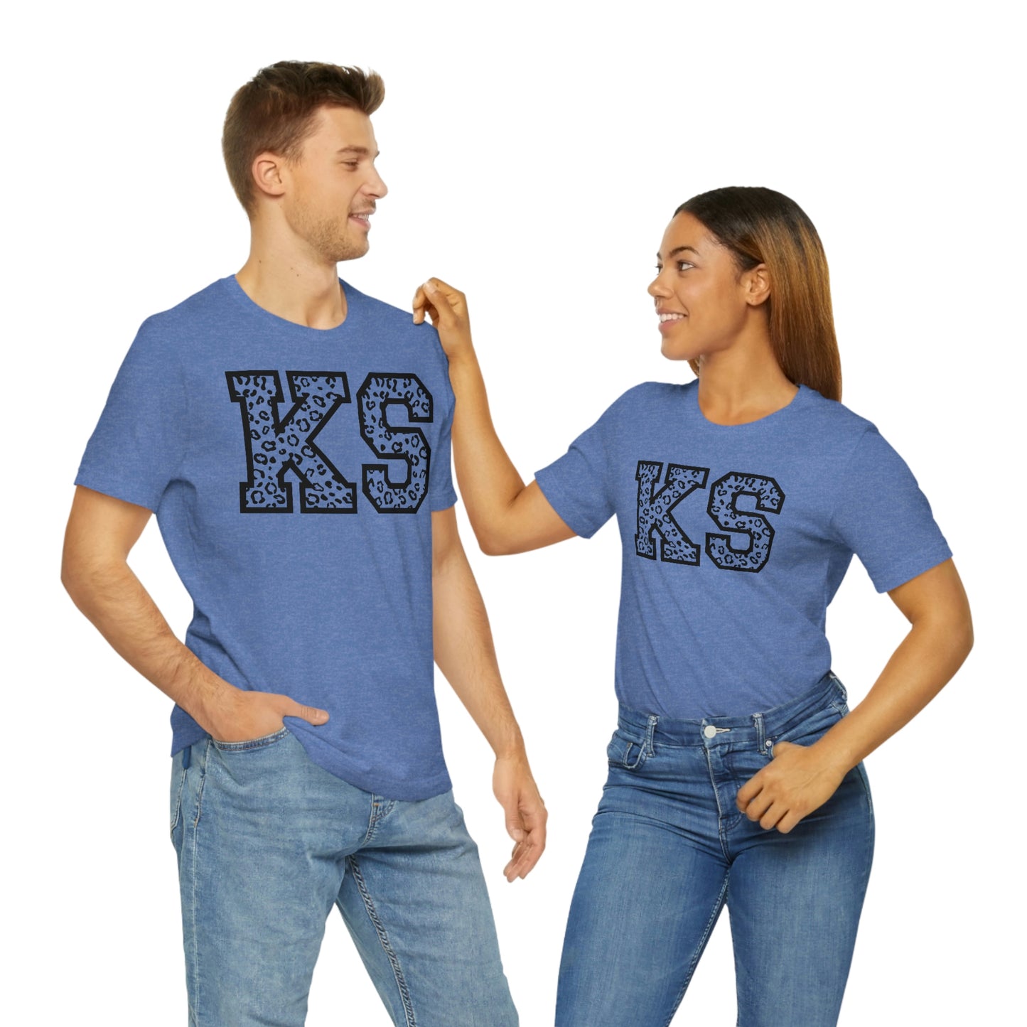 Kansas KS Leopard Print Letters Short Sleeve T-shirt